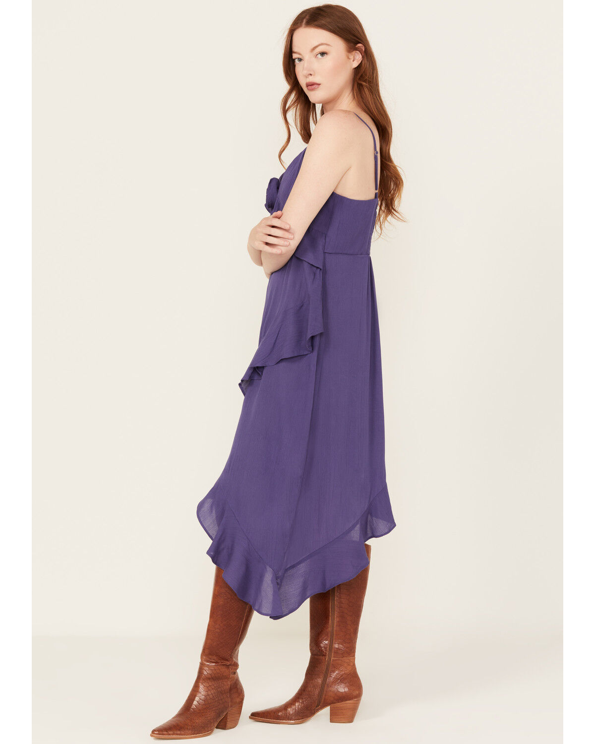 Angie Women's Solid Ruffle Hem Sleeveless Mini Dress