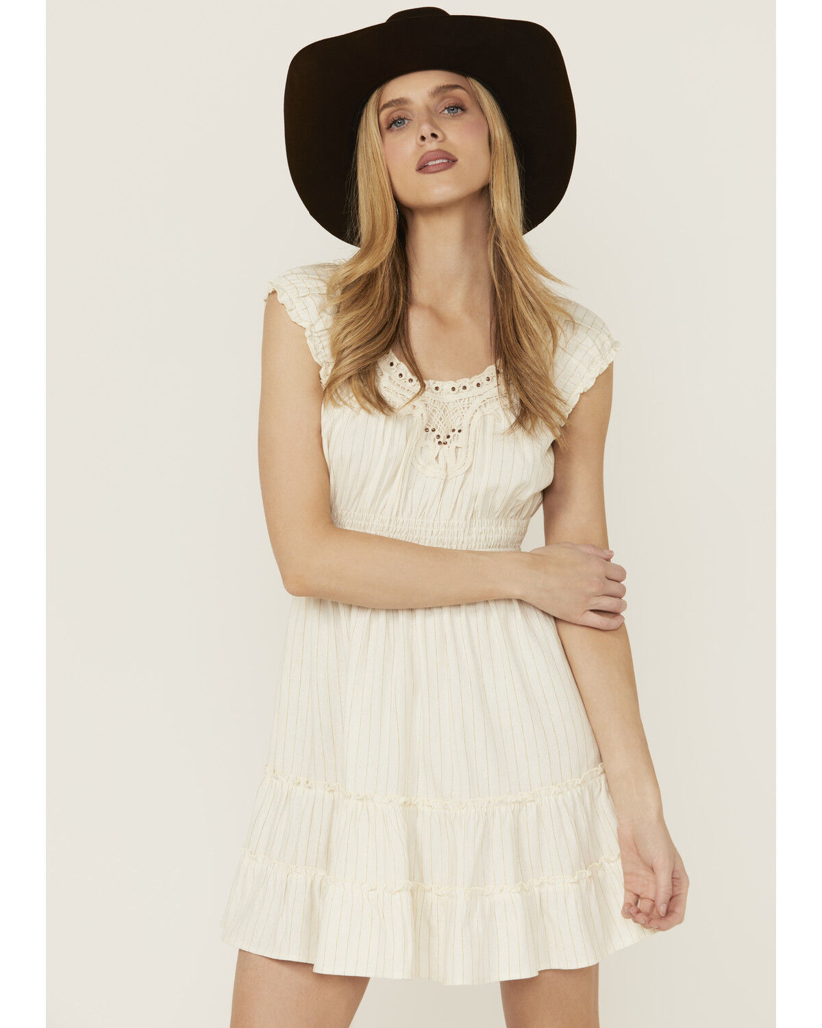 Wild Moss Women's Crochet Trim Mini Dress