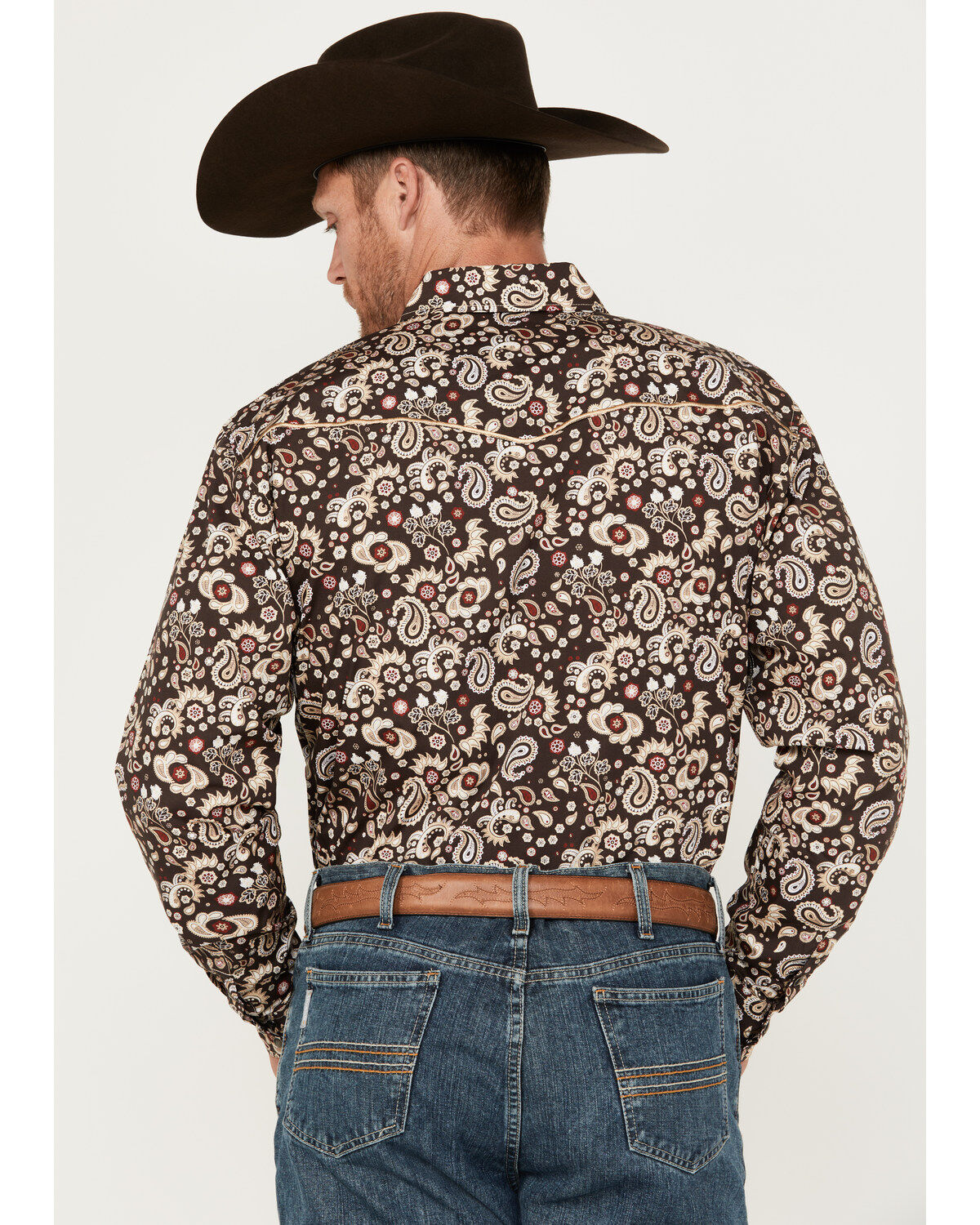 Cowboy Hardware Men's Mixed Paisley Print Long Sleeve Snap Western Shirt