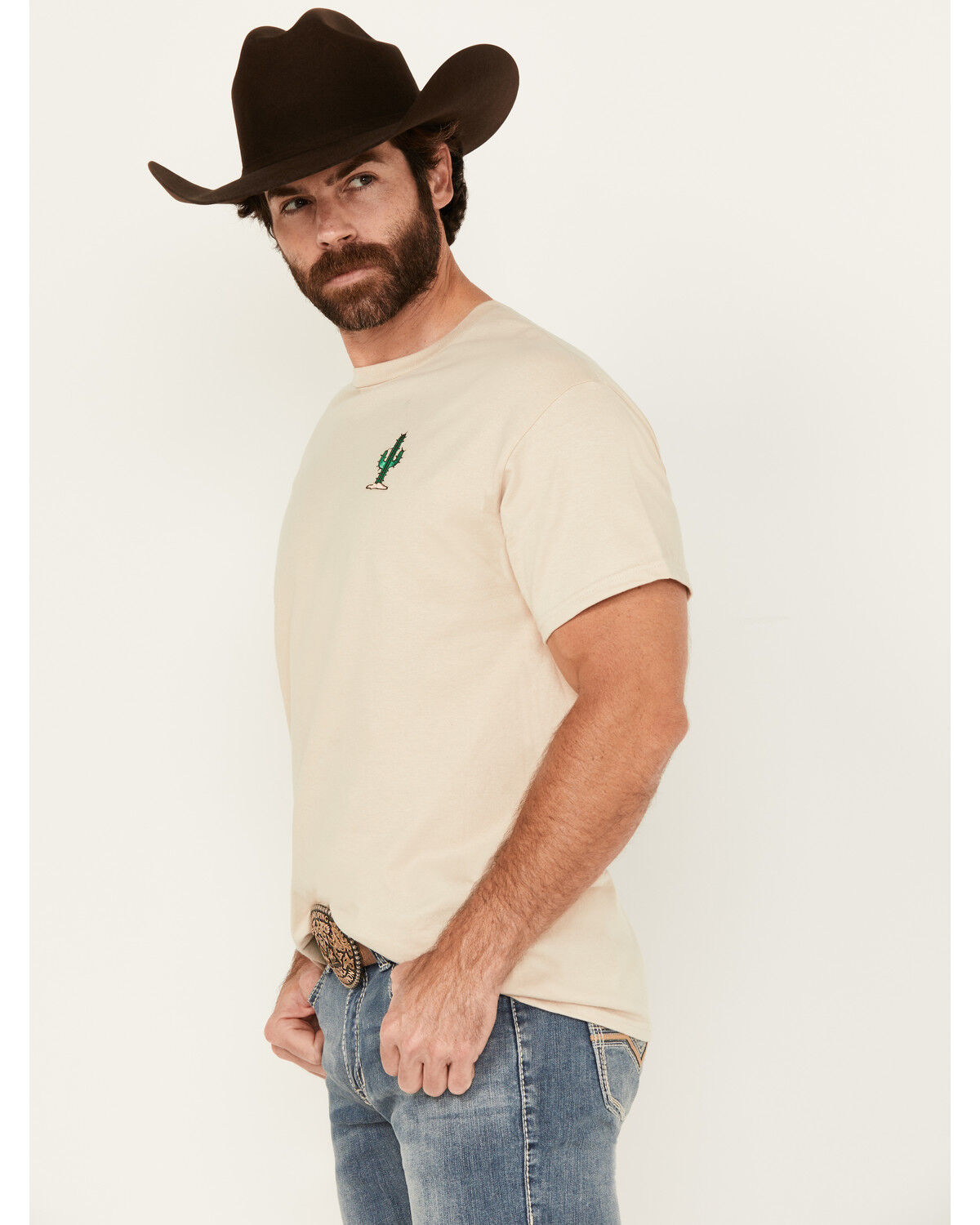 Riot Society Men's Embroidered Cactus Short Sleeve T-Shirt