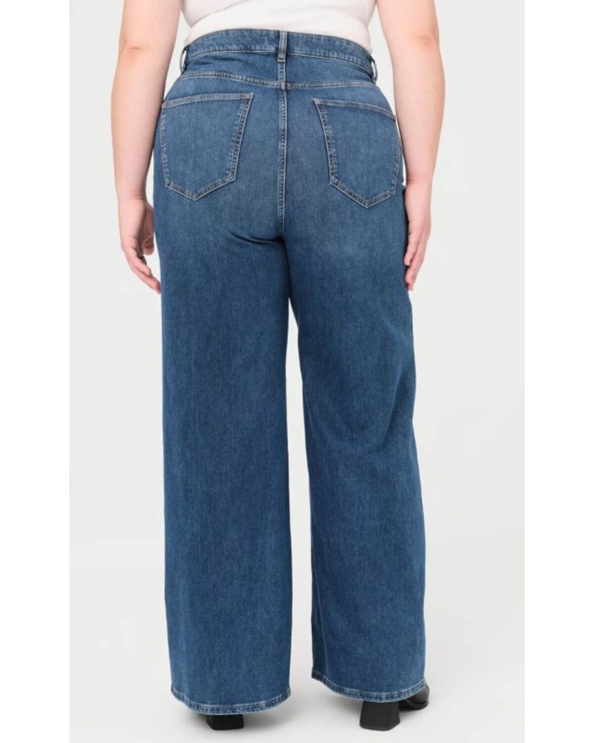 Warp + Weft Women's NCE Dark Wash High Rise Wide Leg Stretch Denim Jeans - Plus