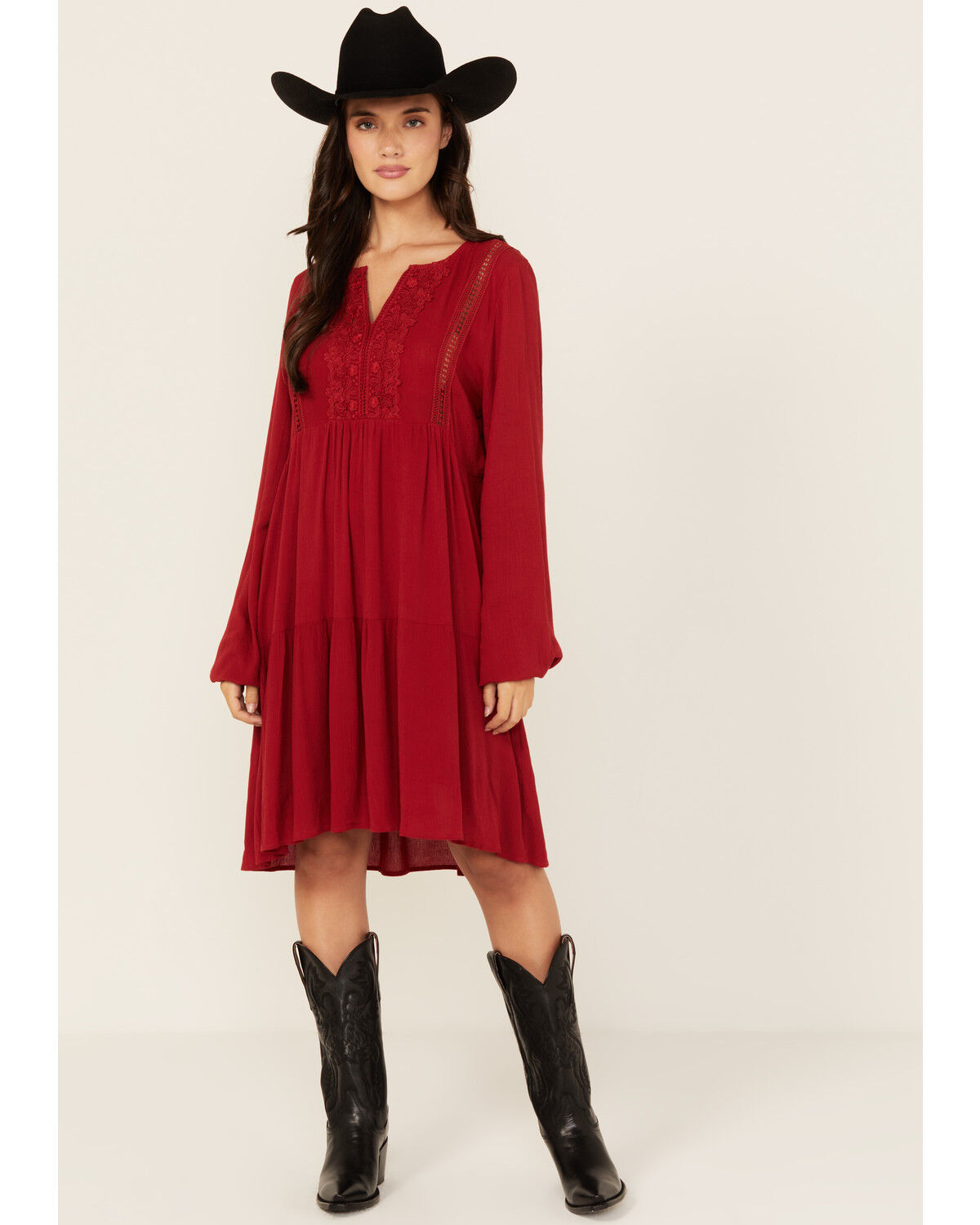 Wild Moss Women's Crochet Trim Mini Dress