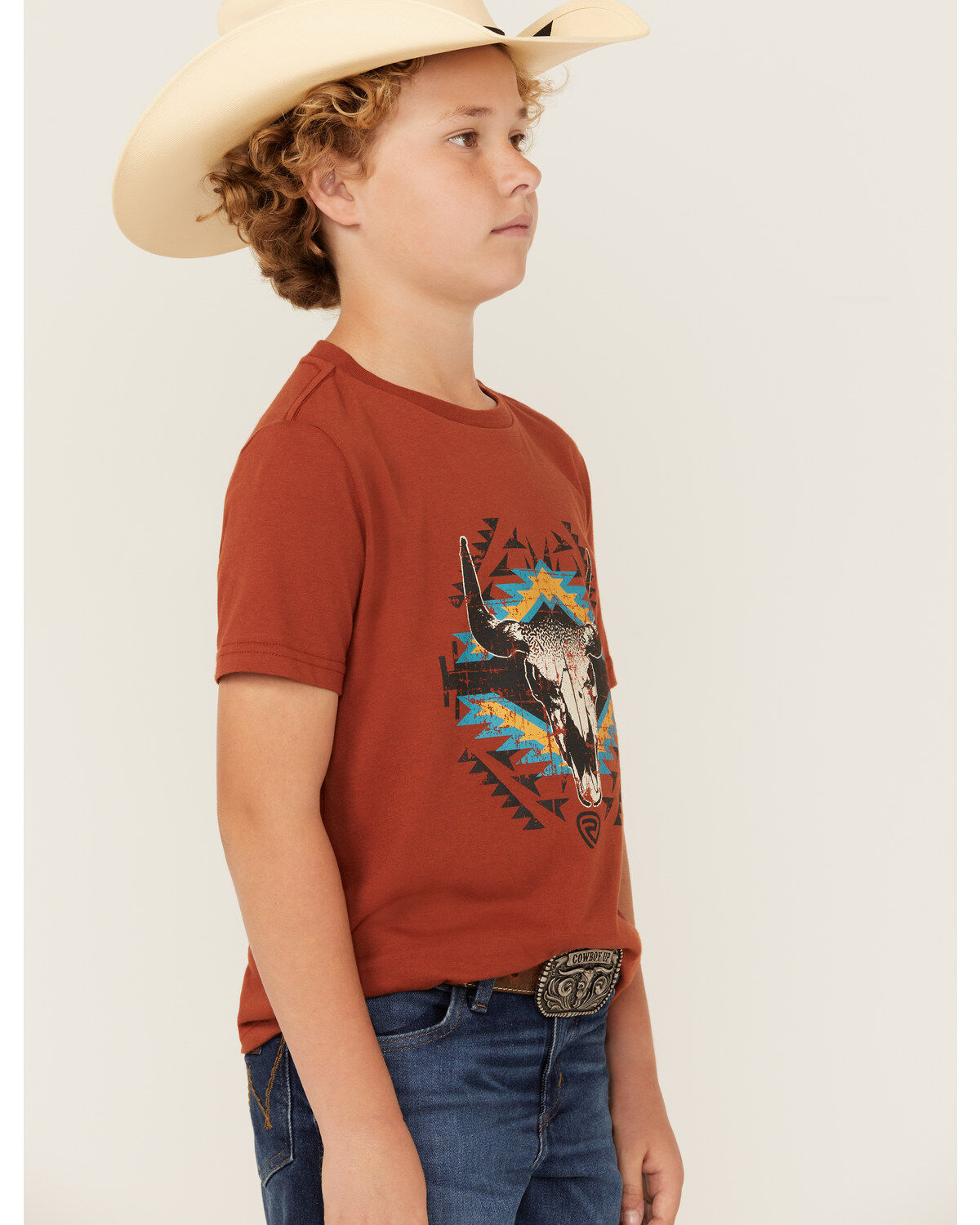Rock & Roll Denim Boys' Steer Head Short Sleeve Graphic Tee