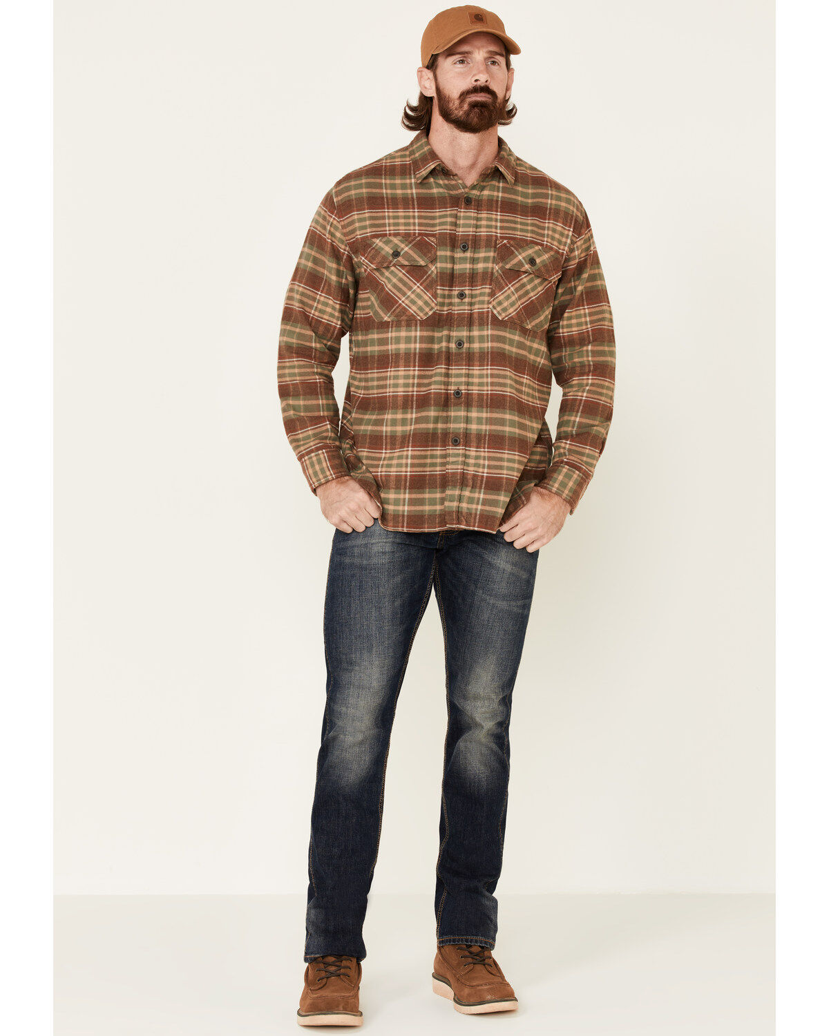 Pendleton Men's Tan Burnside Plaid Long Sleeve Western Flannel Shirt
