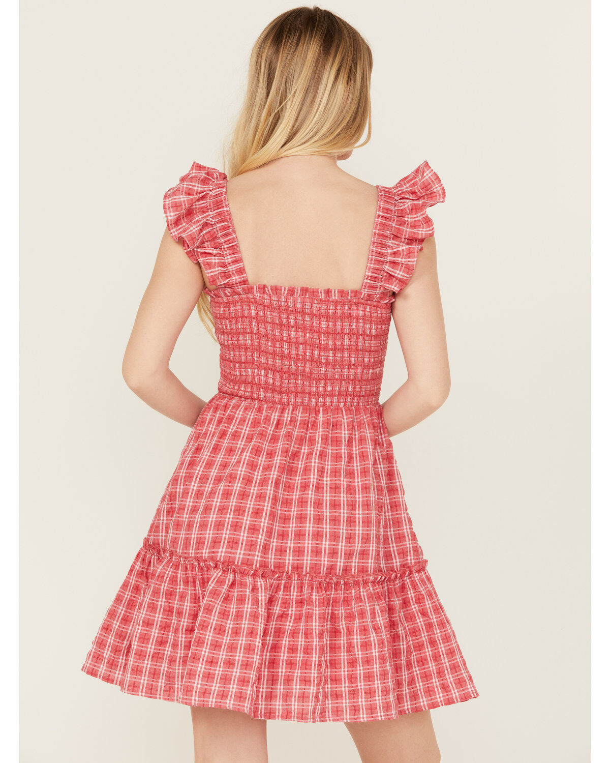 Yura Women's Smocked Checkered Mini Dress