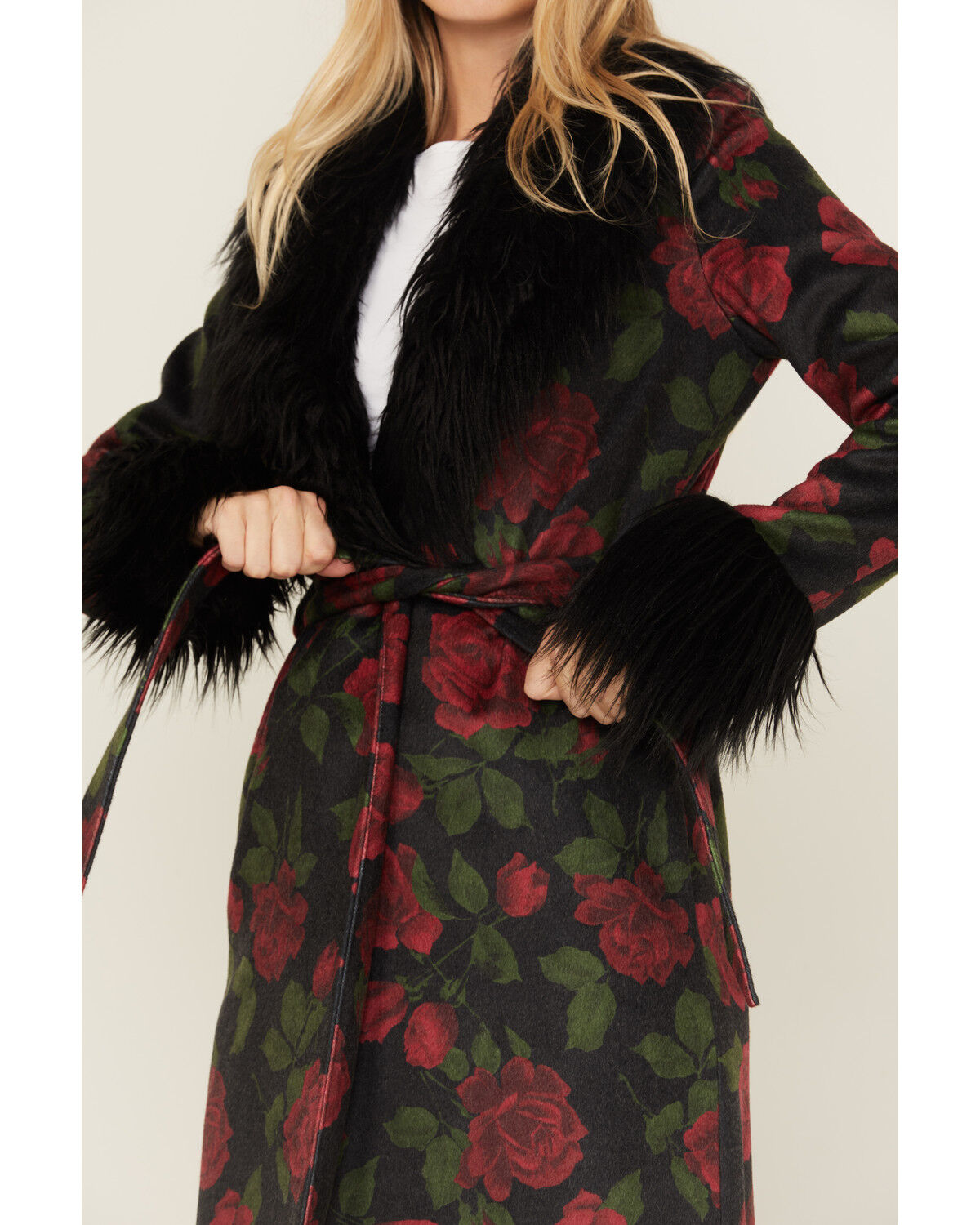 Show Me Your Mumu Women's Red Rose Long Coat