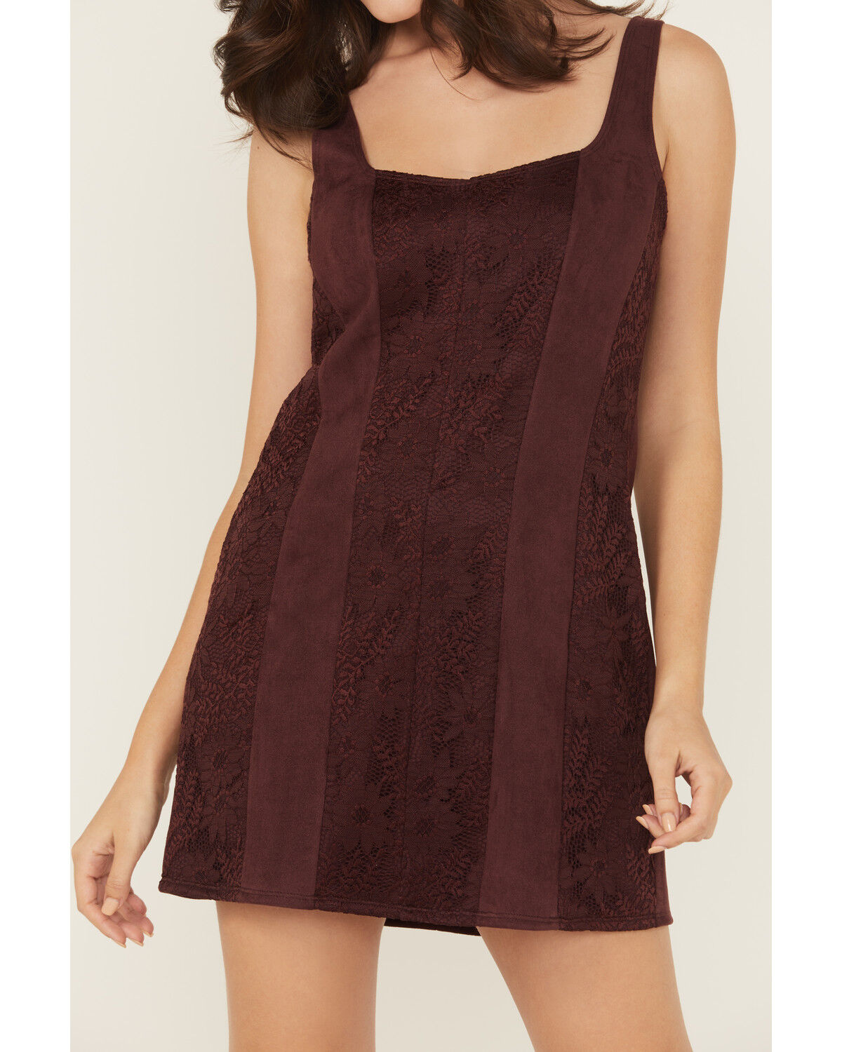 Shyanne Women's Faux Suede Lace Tank Mini Dress