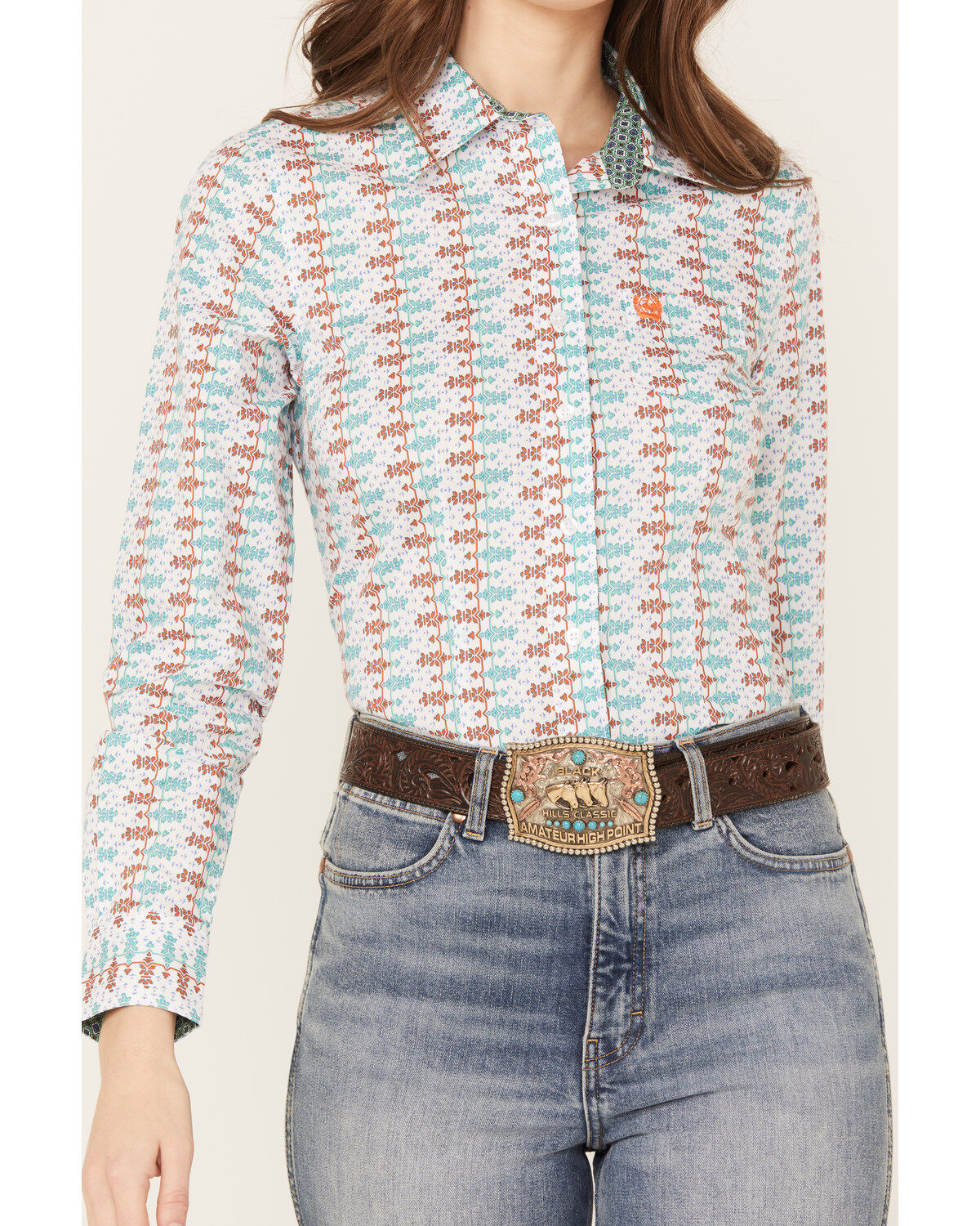 Cinch Women's Southwestern Print Long Sleeve Button Down Western Shirt