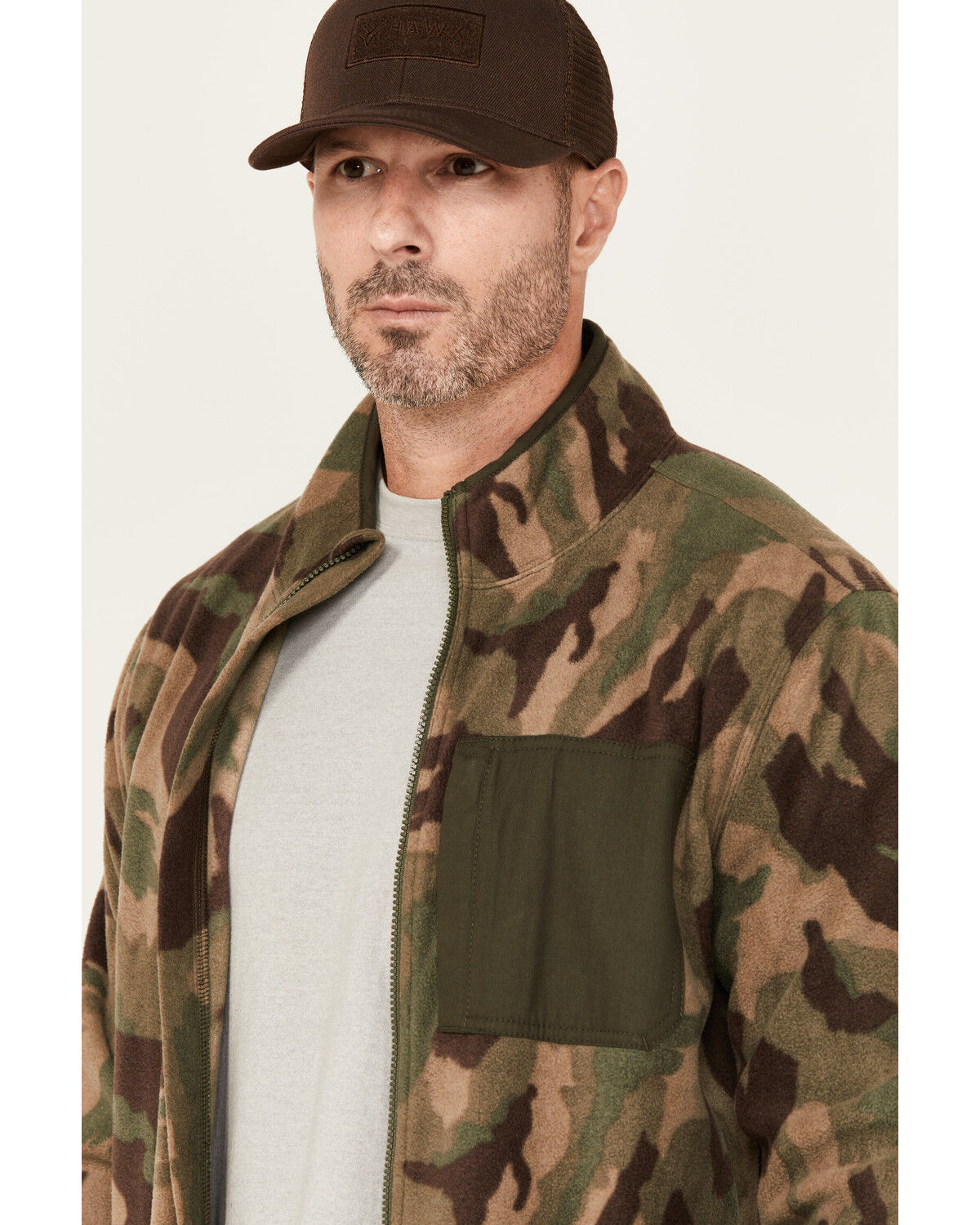 Lucky Brand Workwear Men's Camo Print Polar Fleece Jacket