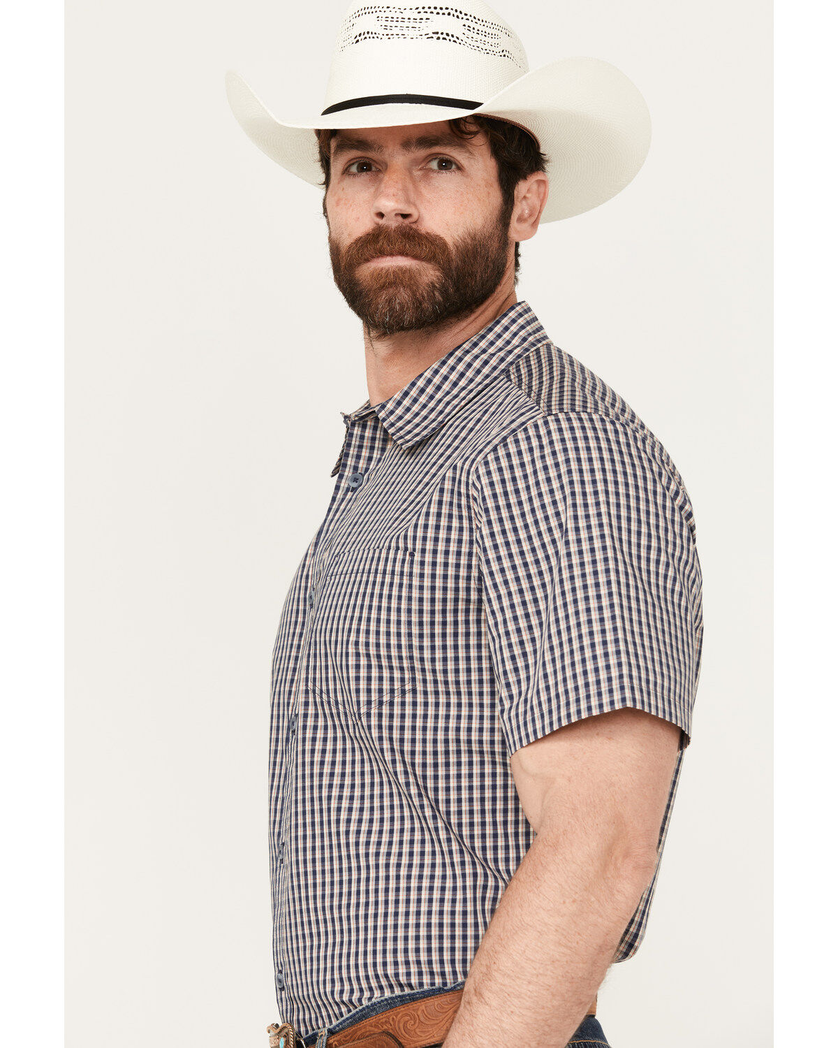 Gibson Men's Tempe Small Plaid Print Short Sleeve Button-Down Western Shirt