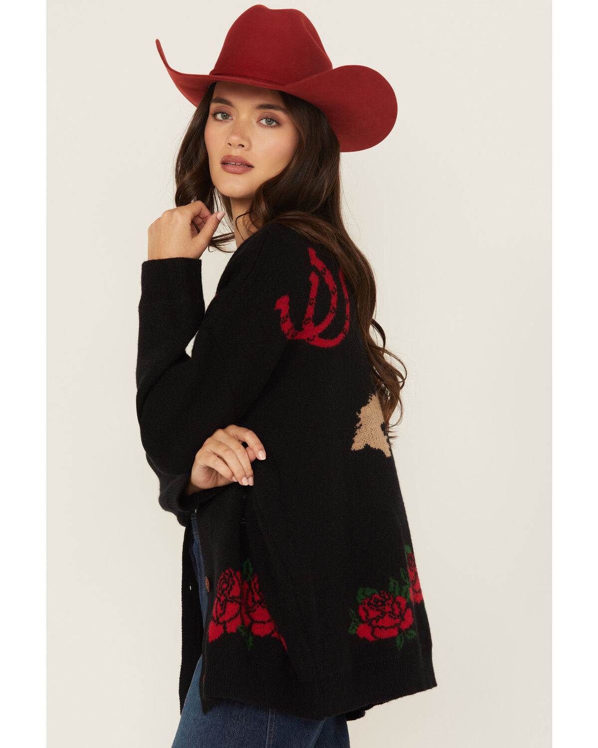 Rodeo Quincy Women's Horse Rose Cardigan