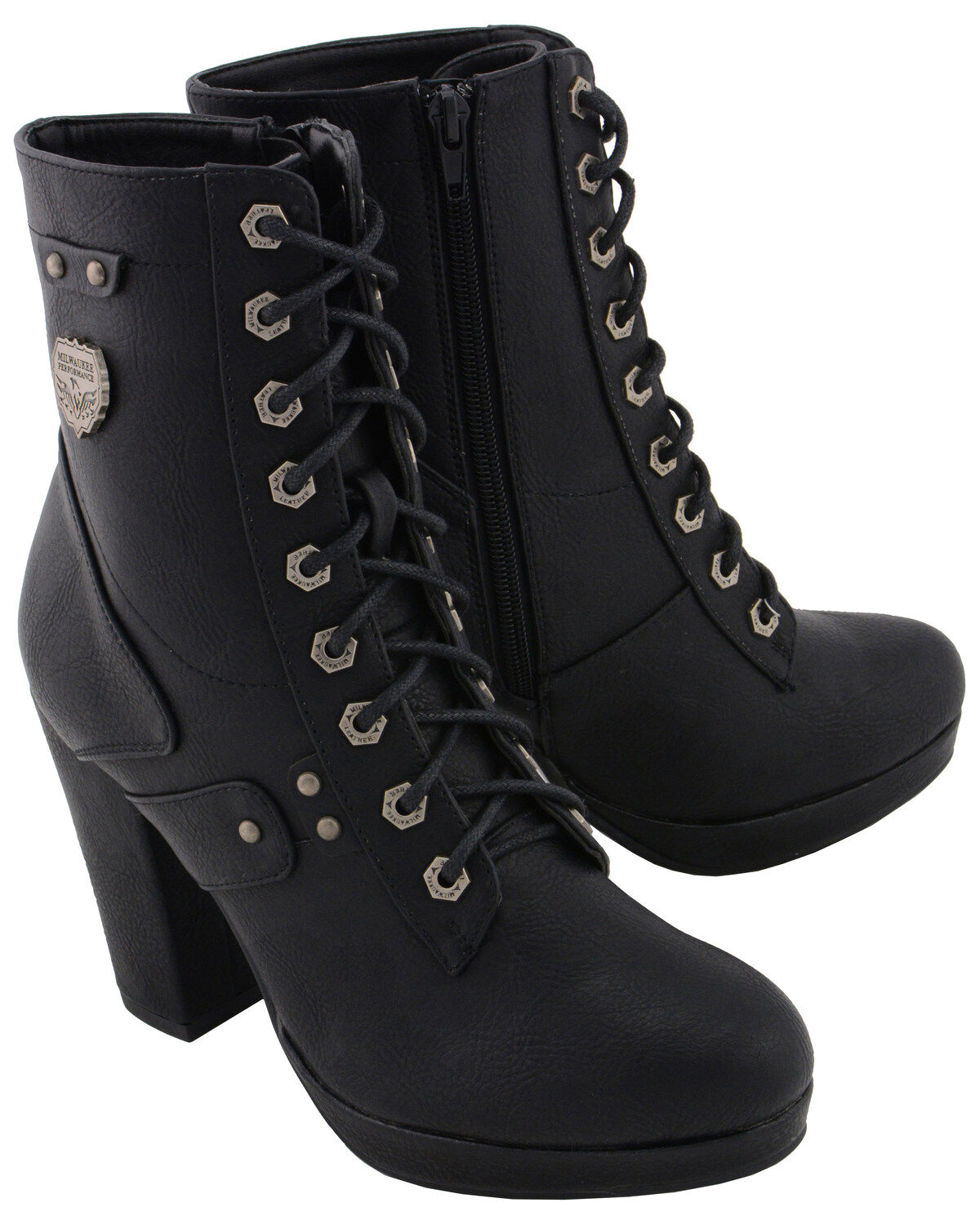 Milwaukee Leather Women's Lace Toe Toe Platform Boots - Round Toe