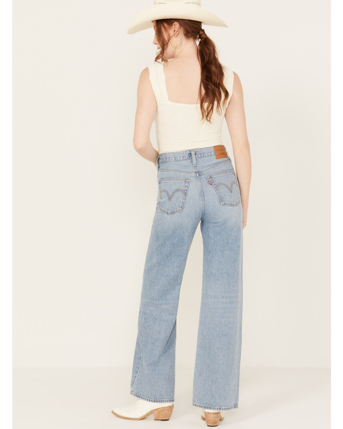 Levi's Premium Women's Light Wash High Rise Far and Wide Ribcage Wide Leg Jeans