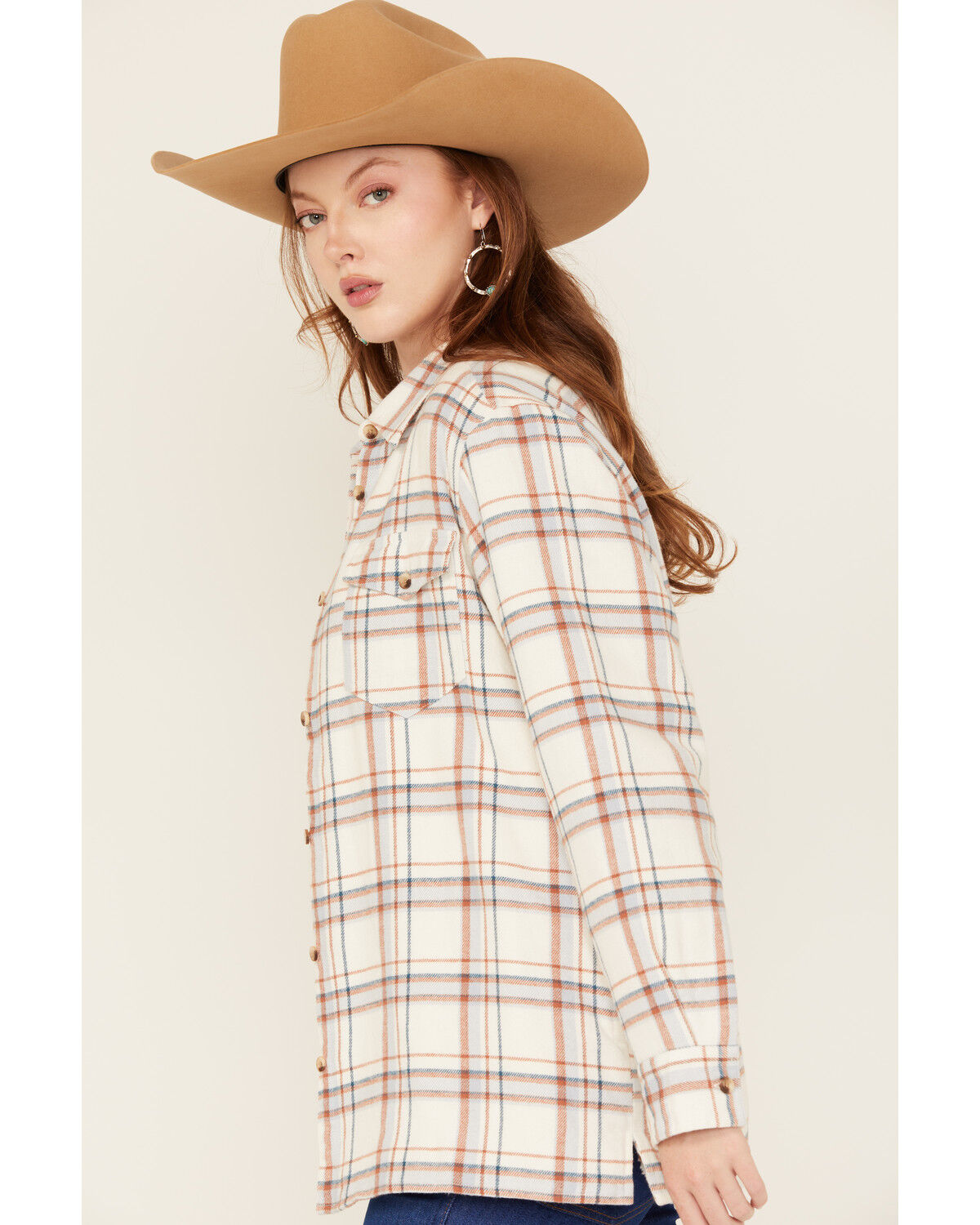 Ely Walker Women's Plaid Print Sherpa Lined Button-Down Shacket