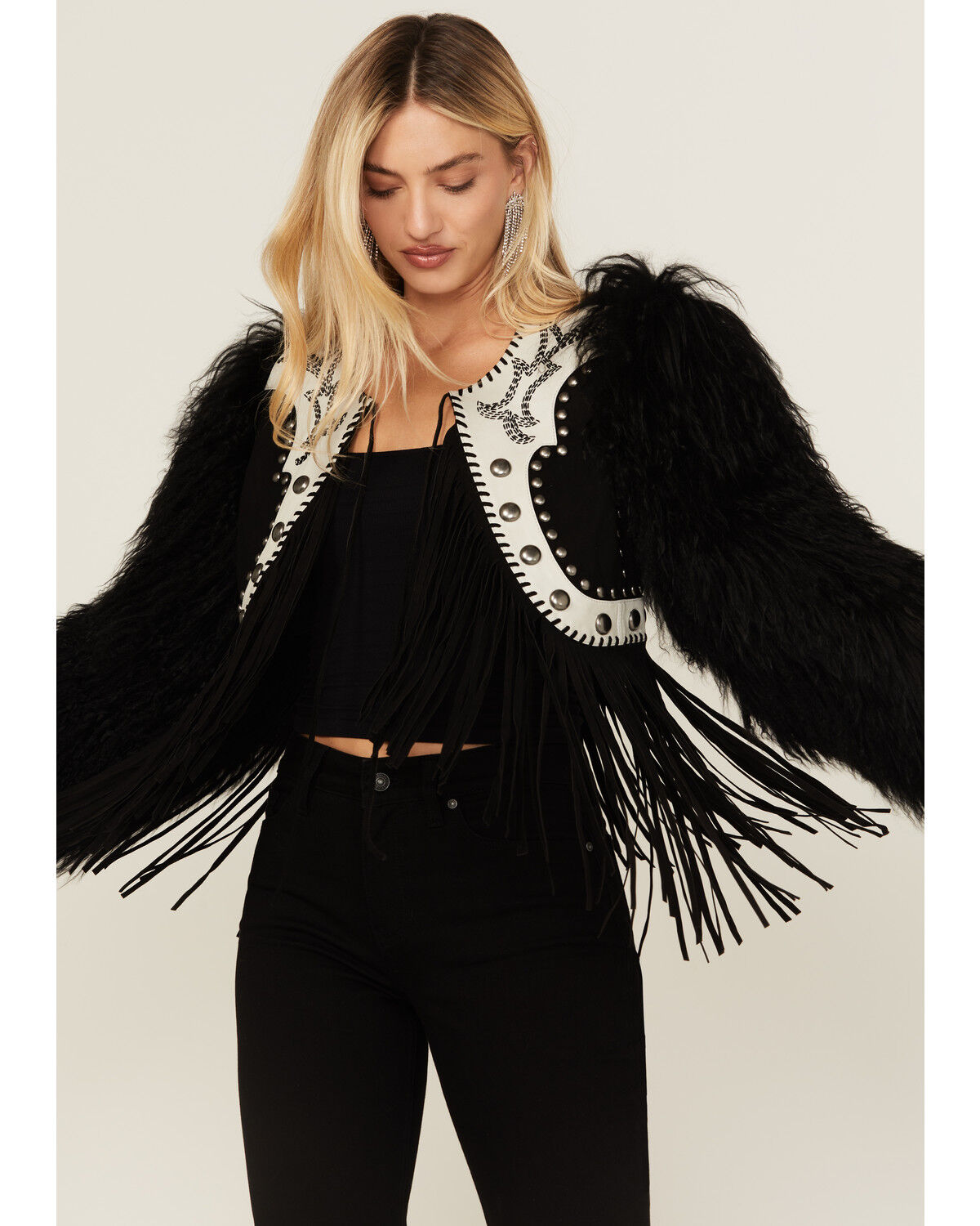Double D Ranch Women's Wild Woolie Fringe Cropped Jacket
