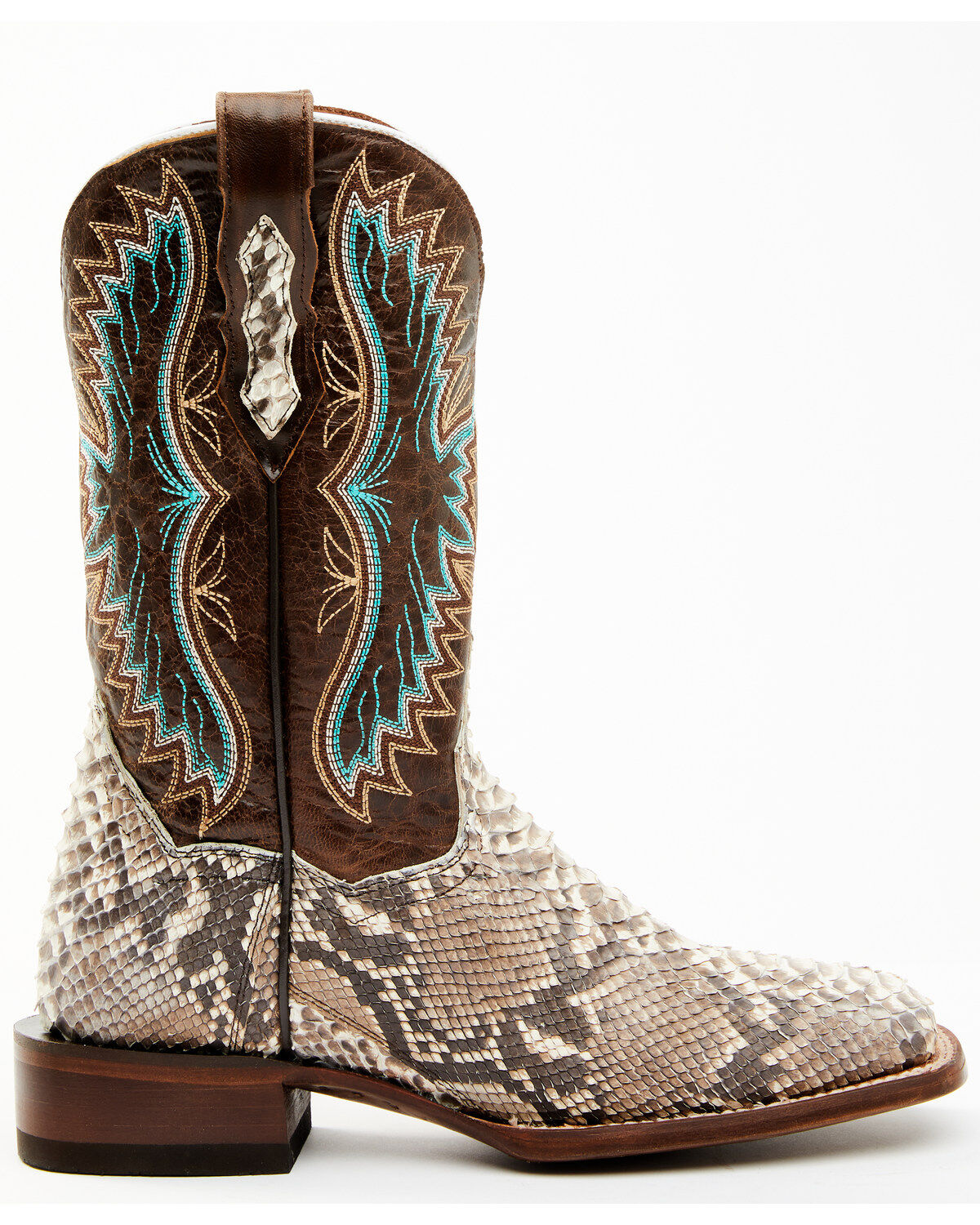 Dan Post Women's Back Cut Natural Python Exotic Western Boot - Broad Square Toe