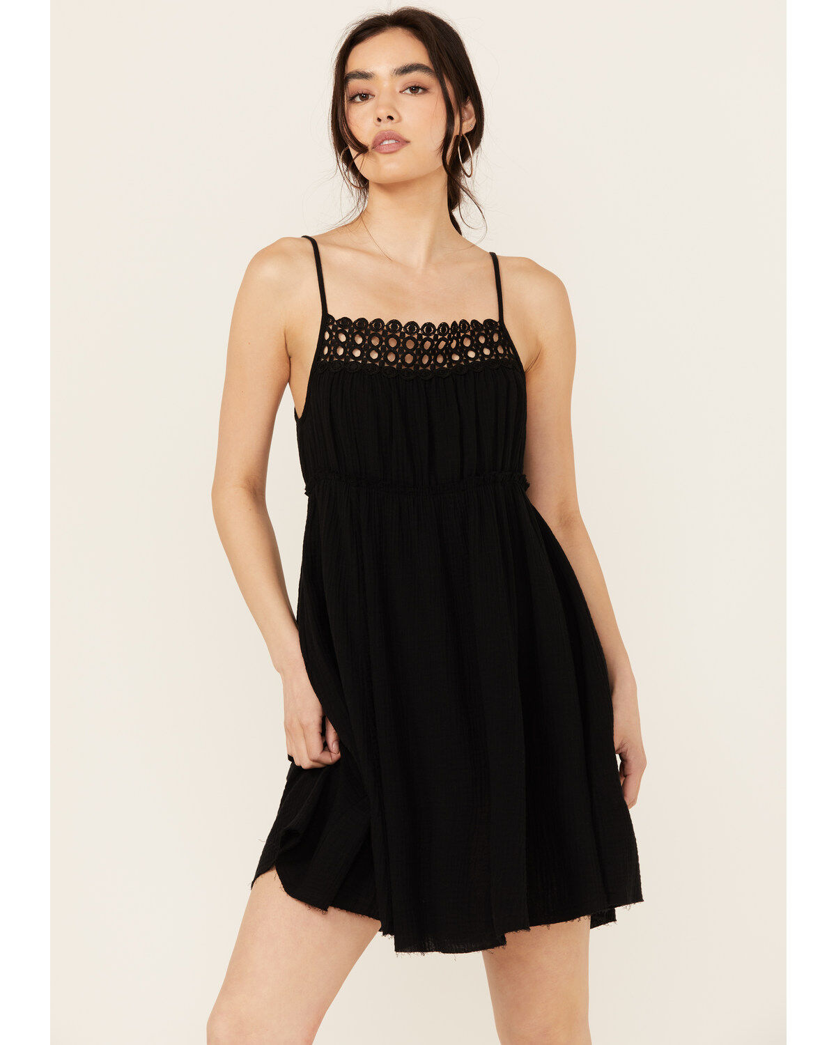 Beyond The Radar Women's Crochet Trim Mini Dress