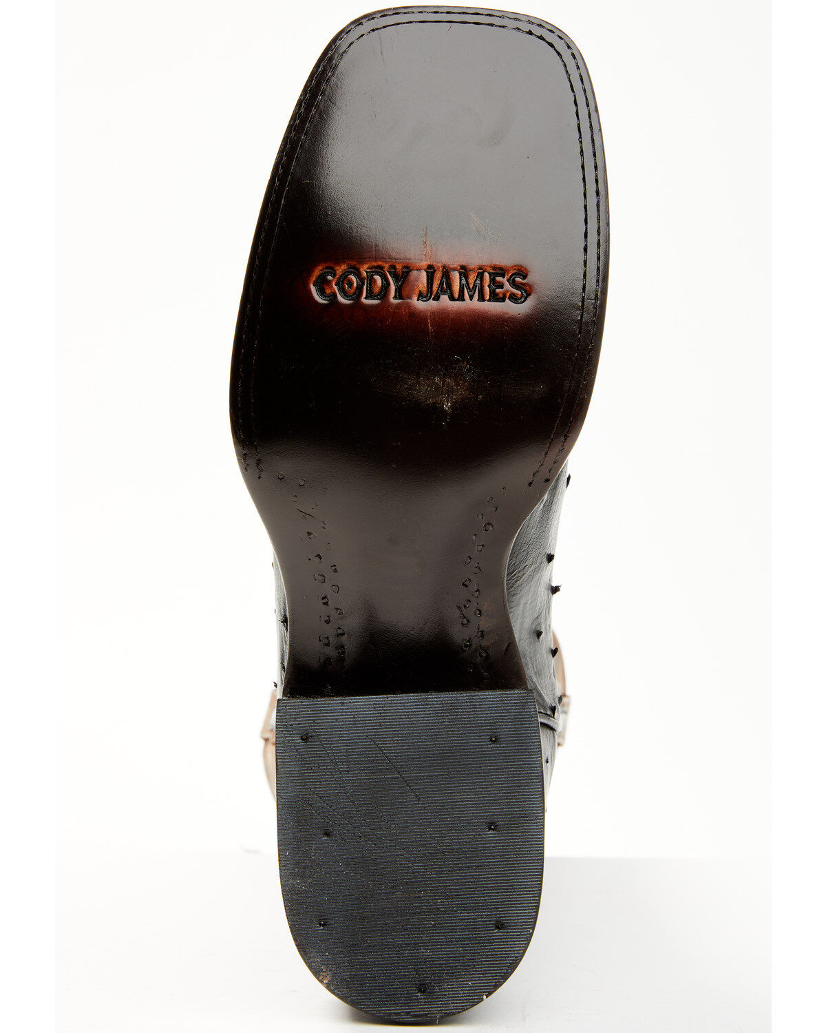 Cody James Men's Saddle Black Full-Quill Ostrich Exotic Western Boots - Broad Square Toe