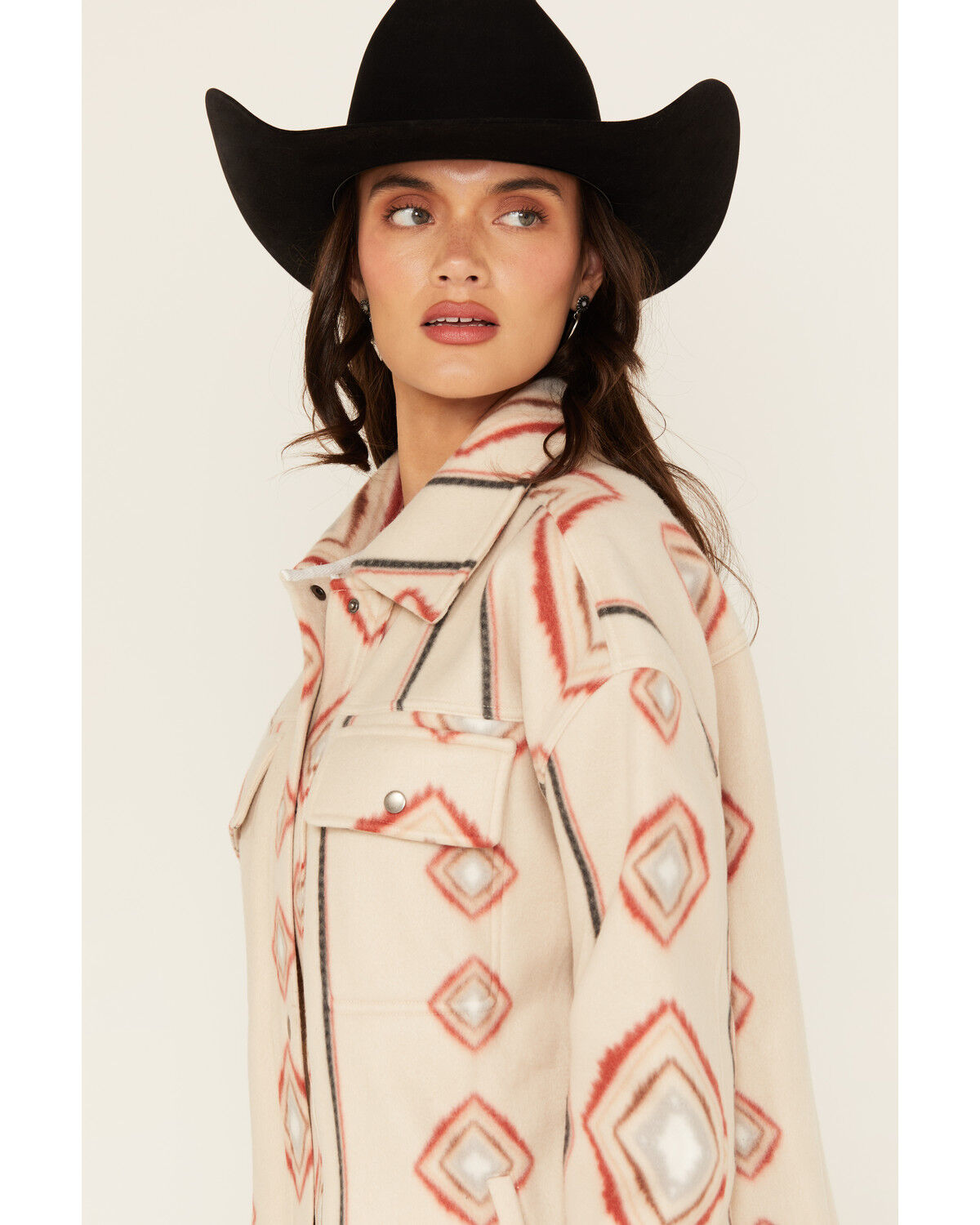 Fornia Women's Southwestern Print Polar Fleece Shacket