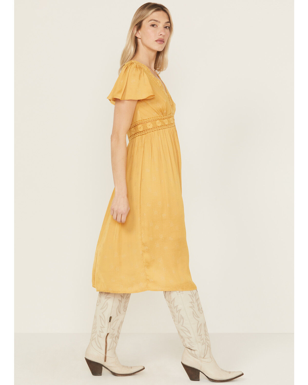 Beyond The Radar Women's Short Sleeve Floral Lace Midi Dress