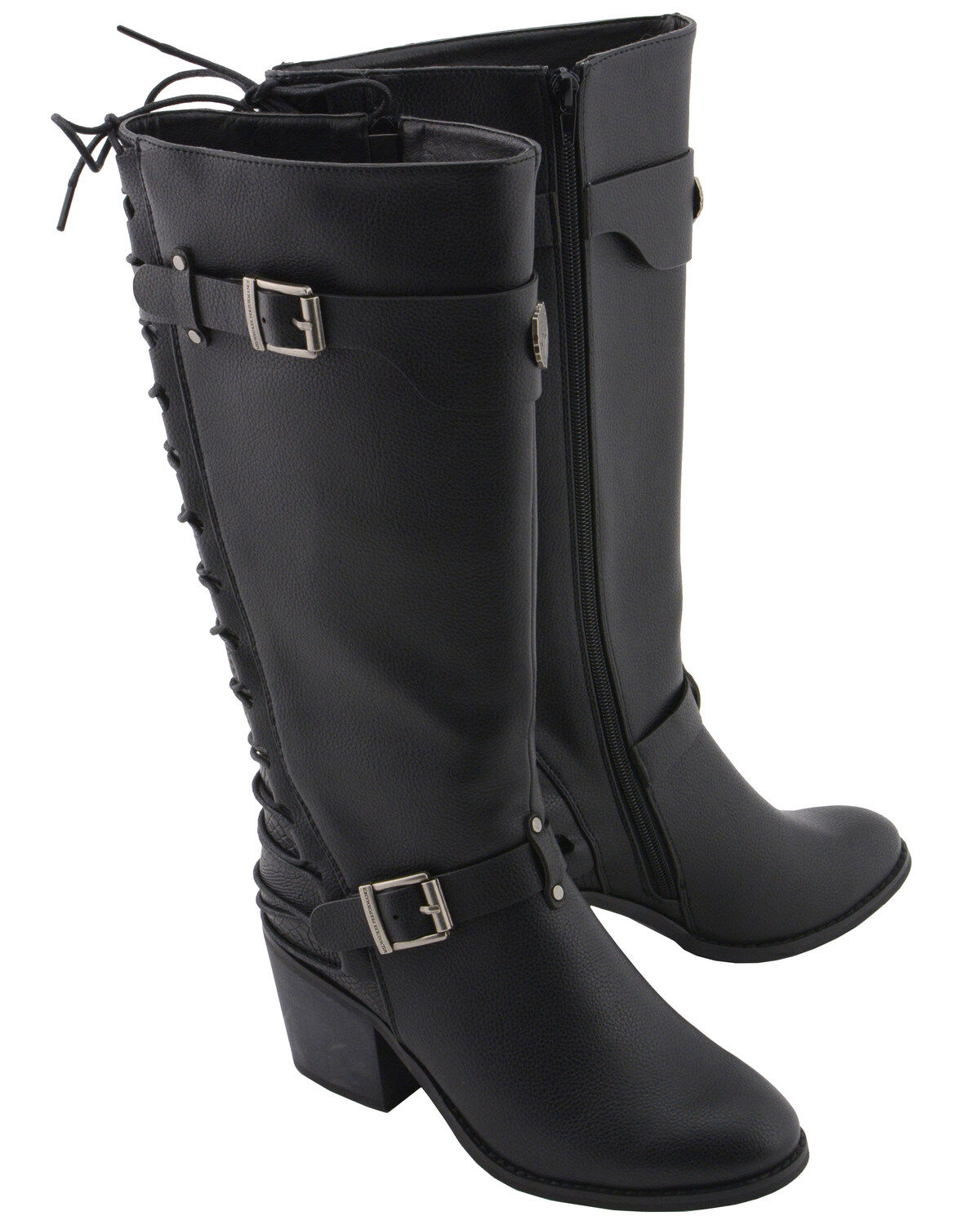 Milwaukee Leather Women's Back End Laced Riding Boots - Round Toe