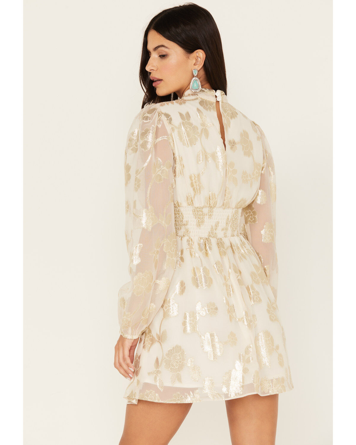 Sadie & Sage Women's Cham Afterglow Metallic Floral Print Mini Dress