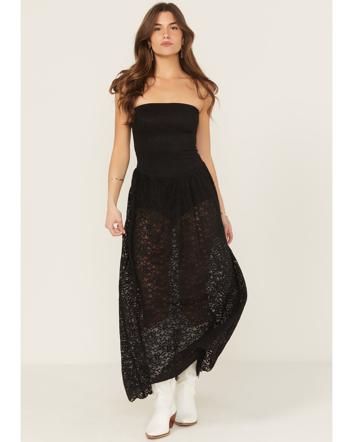 Show Me Your Mumu Women's Diana Drop Waist Lace Midi Dress