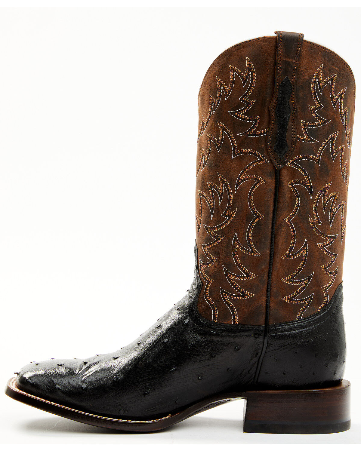 Cody James Men's Saddle Black Full-Quill Ostrich Exotic Western Boots - Broad Square Toe