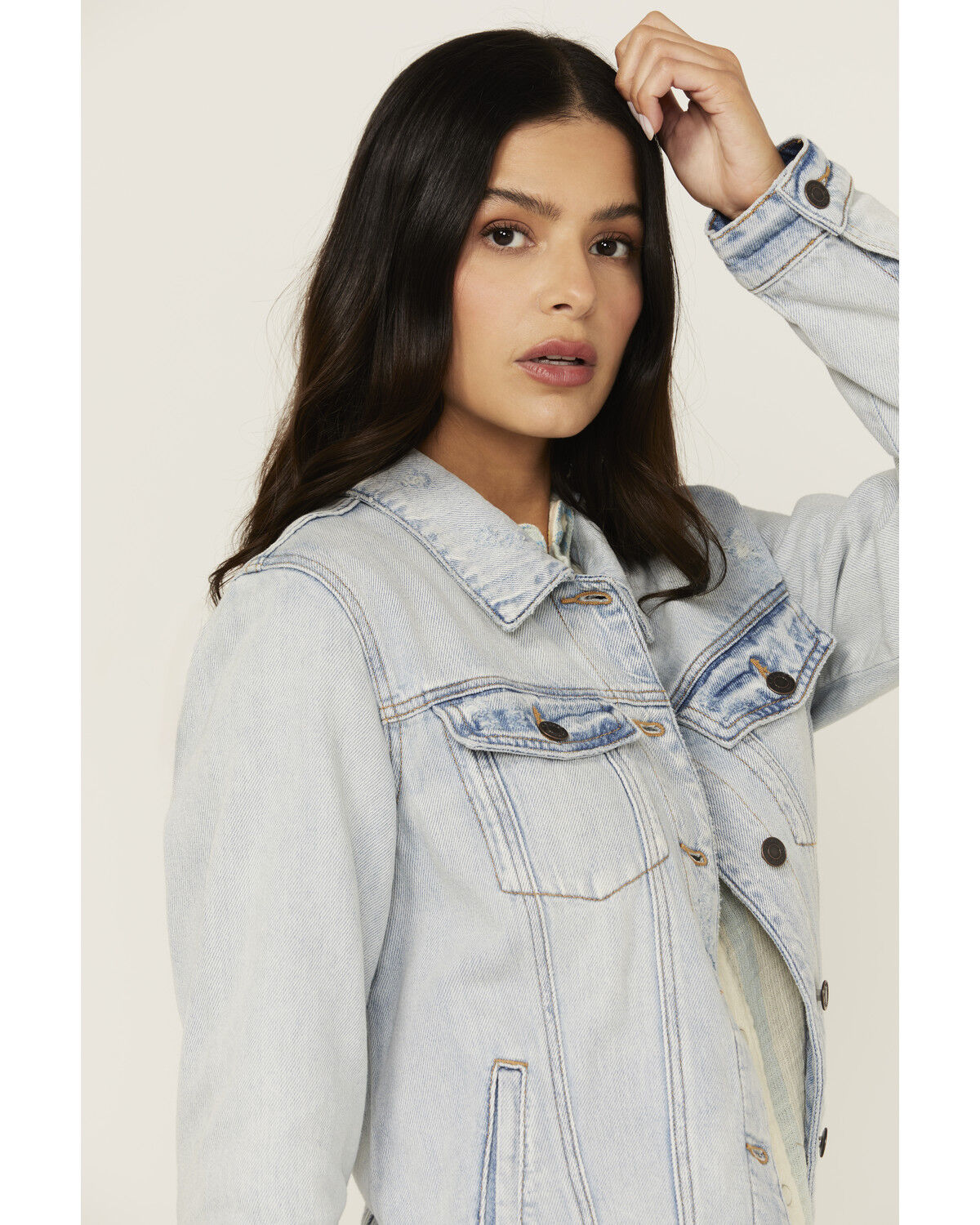 Cello Women's Light Washed Oversized Denim Jacket
