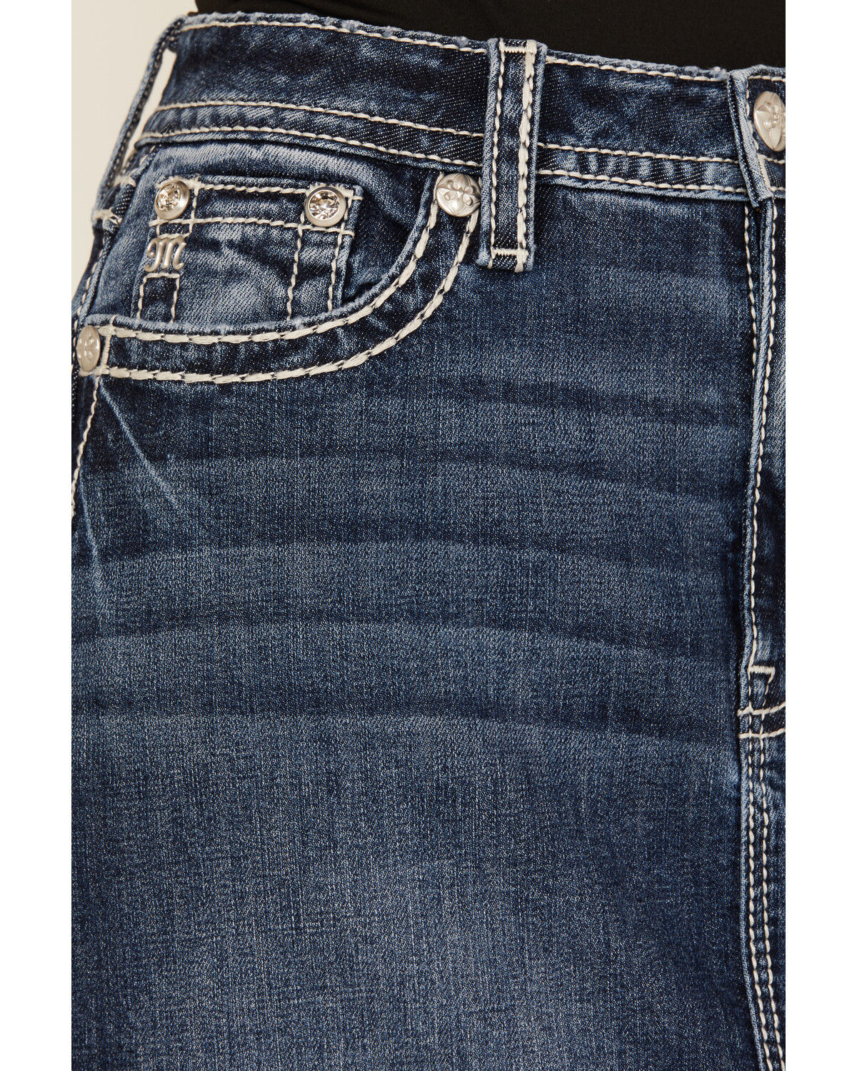 Miss Me Women's Dark Wash Denim Midi Skirt