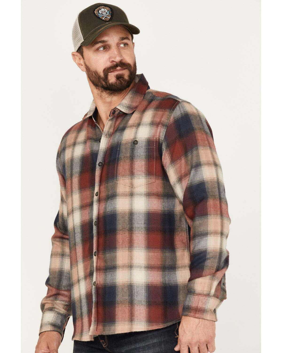 North River Men's Plaid Print Long Sleeve Button Down Performance Shirt