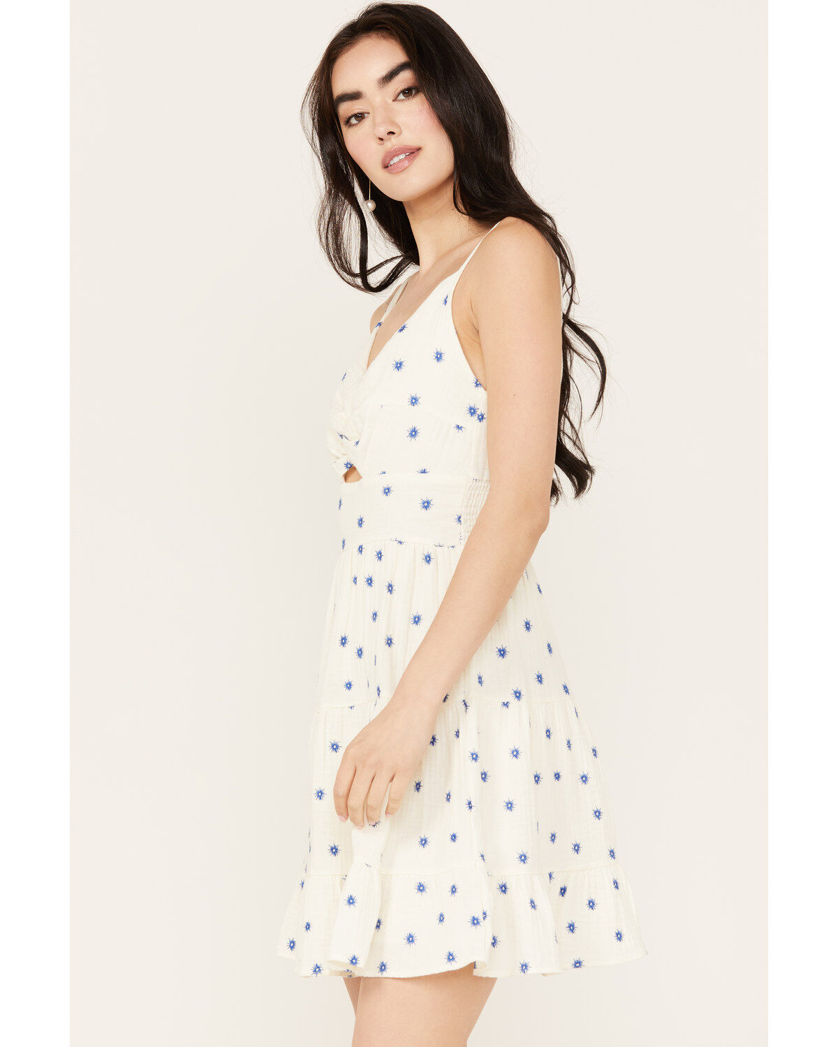 Wild Moss Women's Knot Front Print Mini Dress