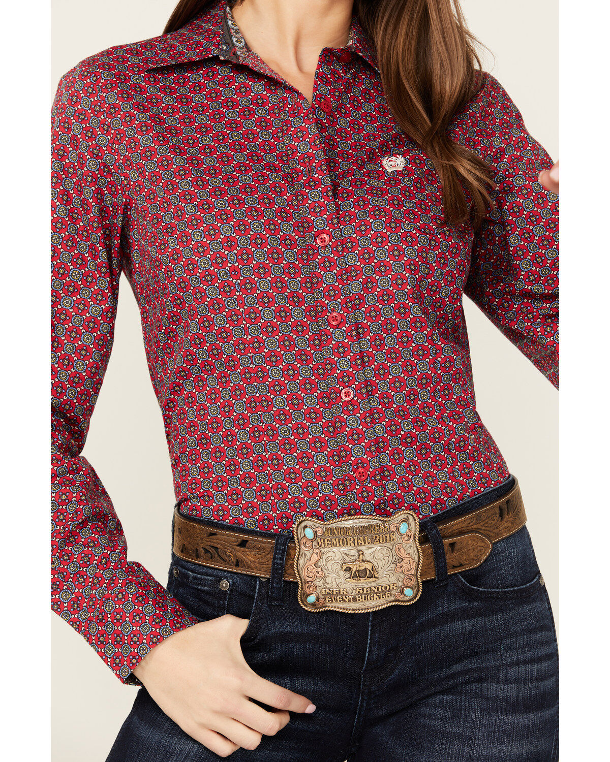 Cinch Women's Medallion Print Long Sleeve Button-Down Western Core Shirt