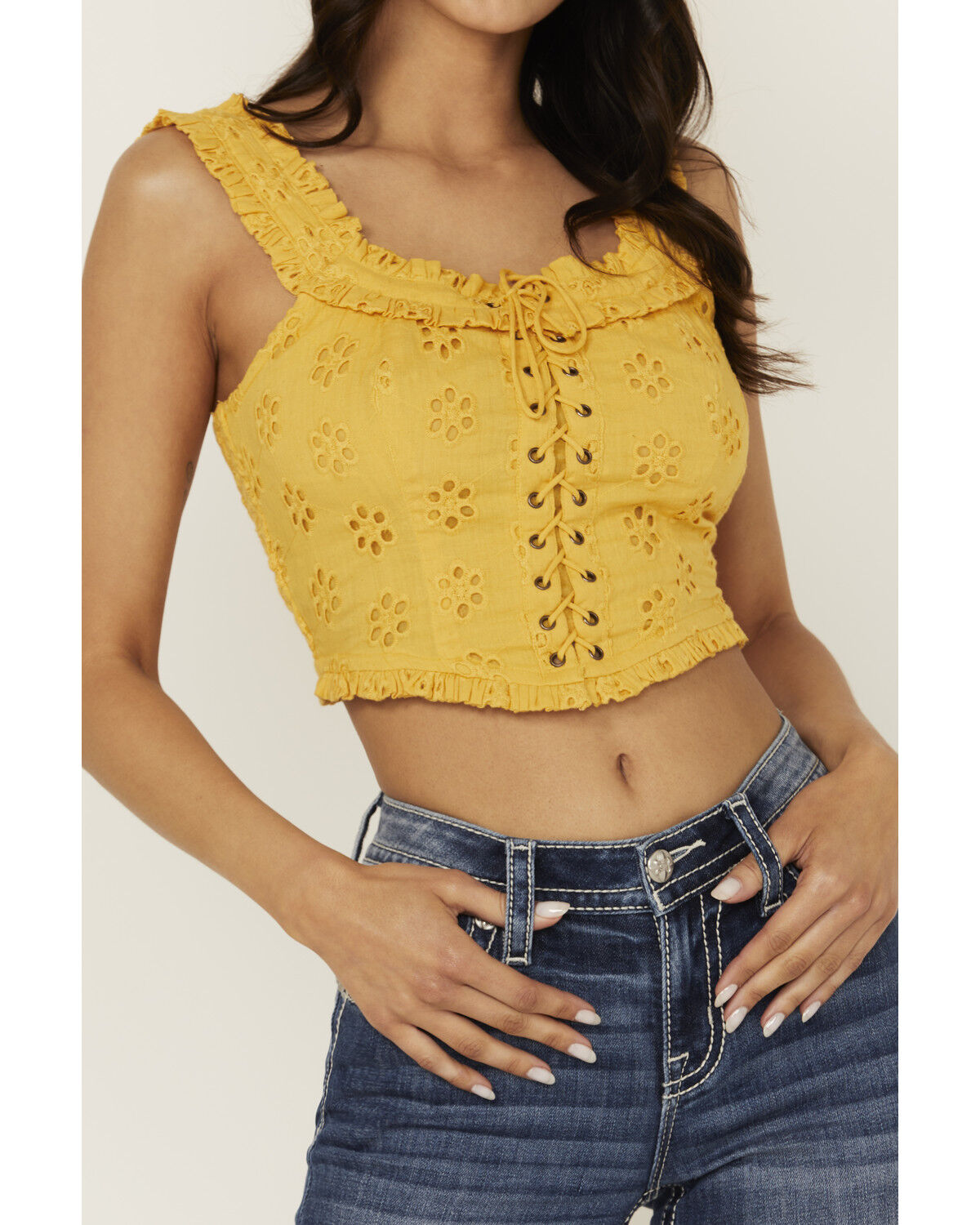 Rock & Roll Denim Women's Eyelet Corset Tank Top