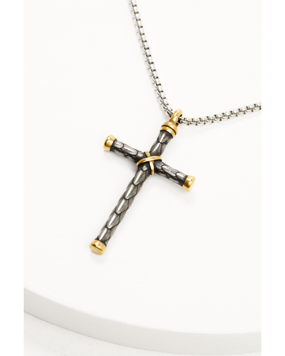 Cody James Men's Two-Toned Textured Cross Necklace