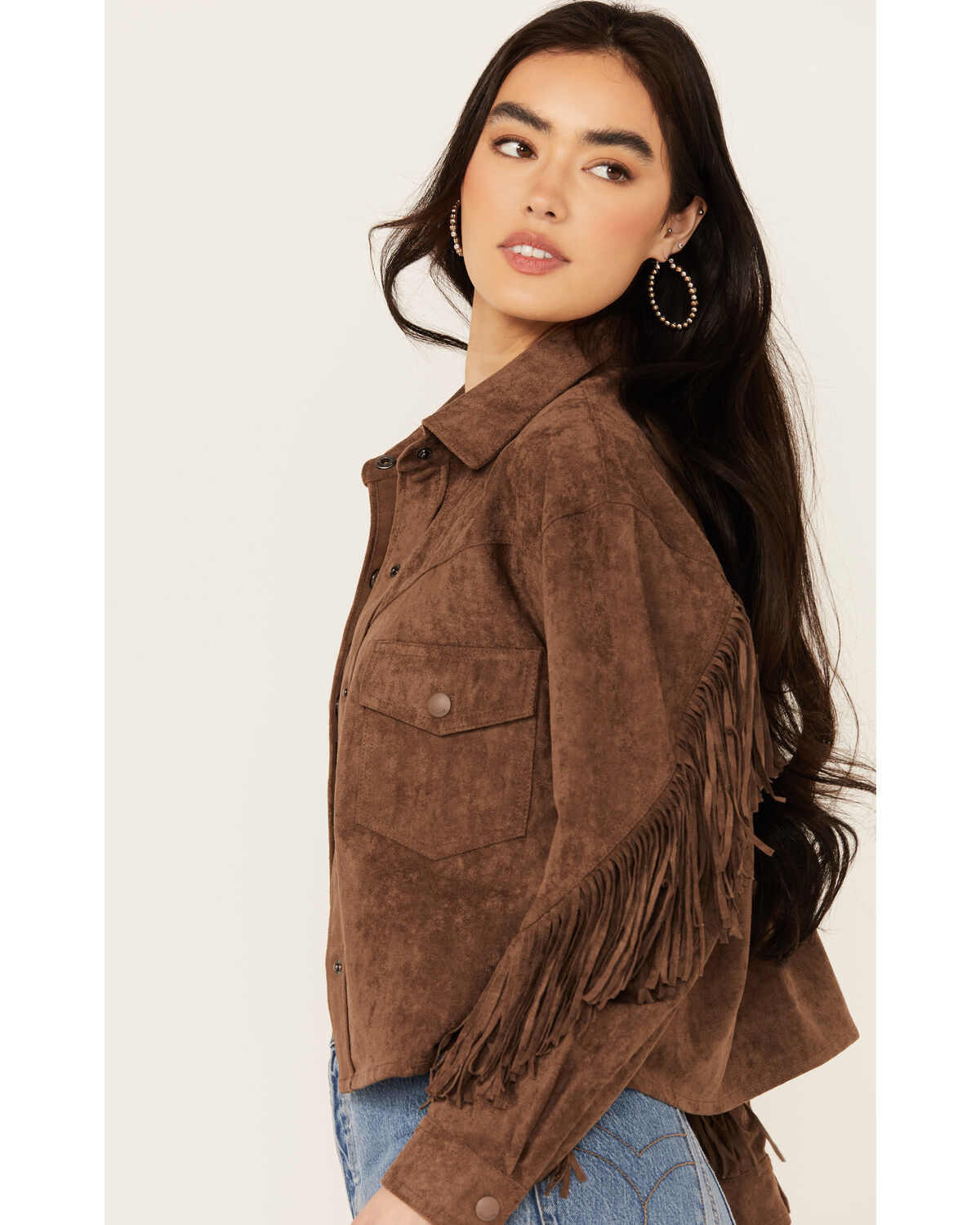 BLANKNYC Women's Faux Suede Fringe Jacket