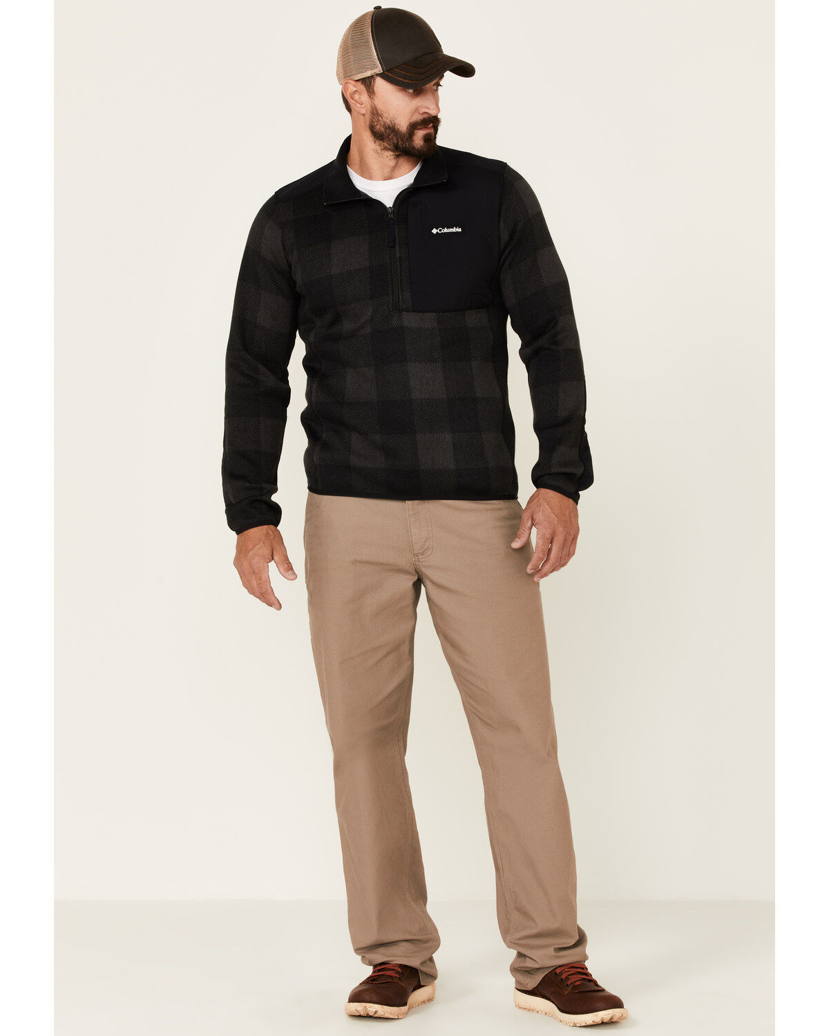 Columbia Men's Buffalo Plaid Print Weather 1/2 Zip Fleece Pullover