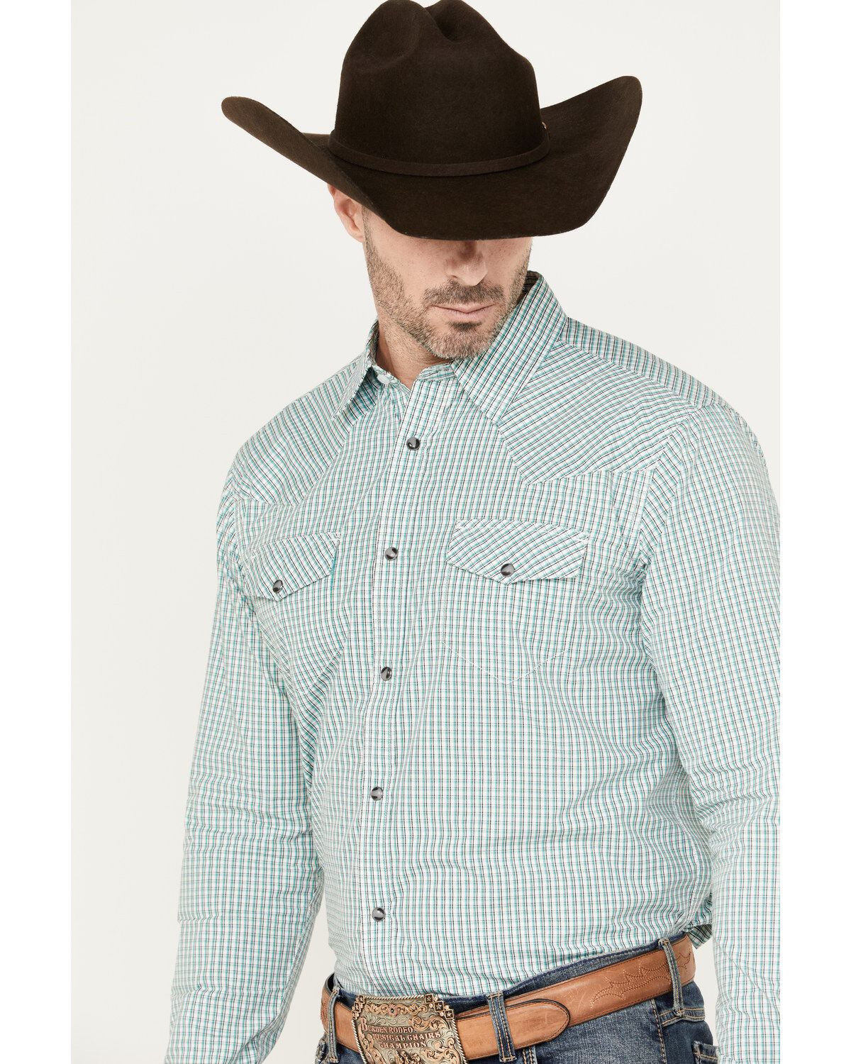 Gibson Trading Co. Men's Grand Stand Plaid Print Long Sleeve Western Snap Shirt