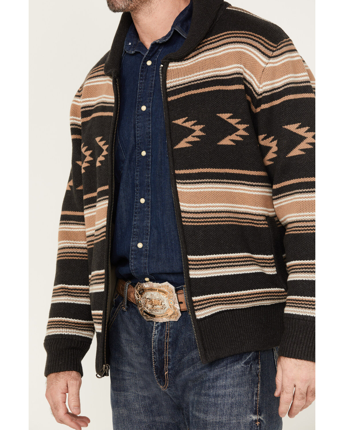 Cinch Men's Full-Zip Striped Sweater