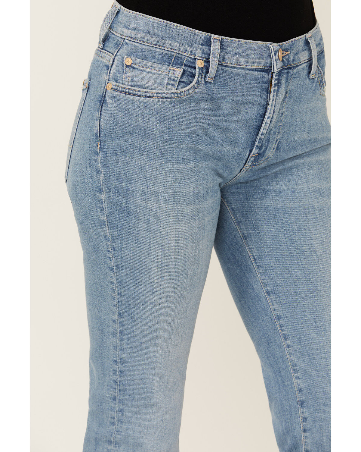 7 For All Mankind Women's Light Wash Mid Rise Tailorless Bootcut Stretch Denim Jeans