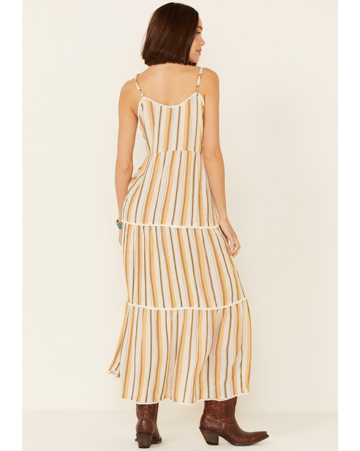 Angie Women's Stripe Tiered Maxi Dress