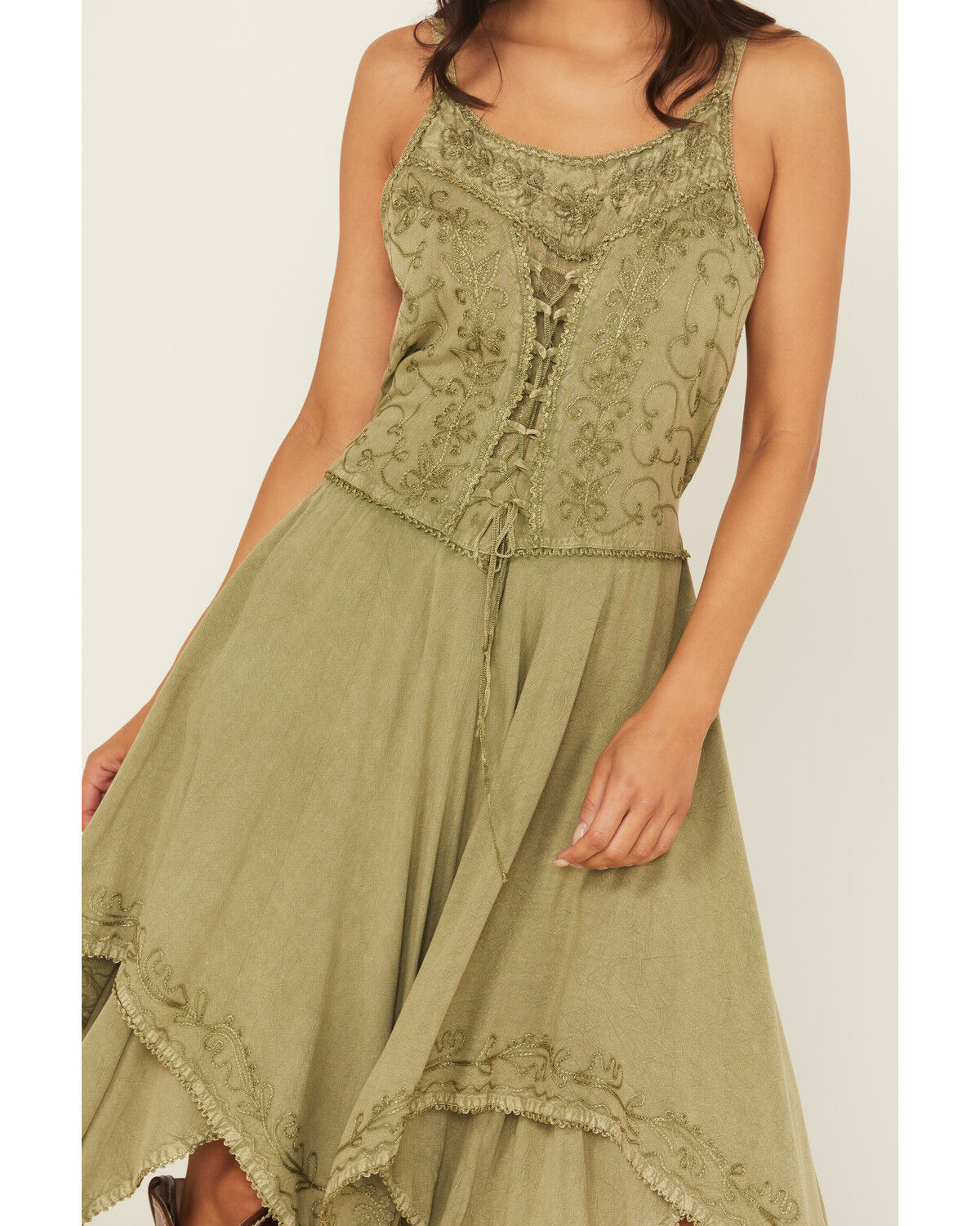 Scully Women's Sleeveless Hanky Hem Jacquard Midi Dress