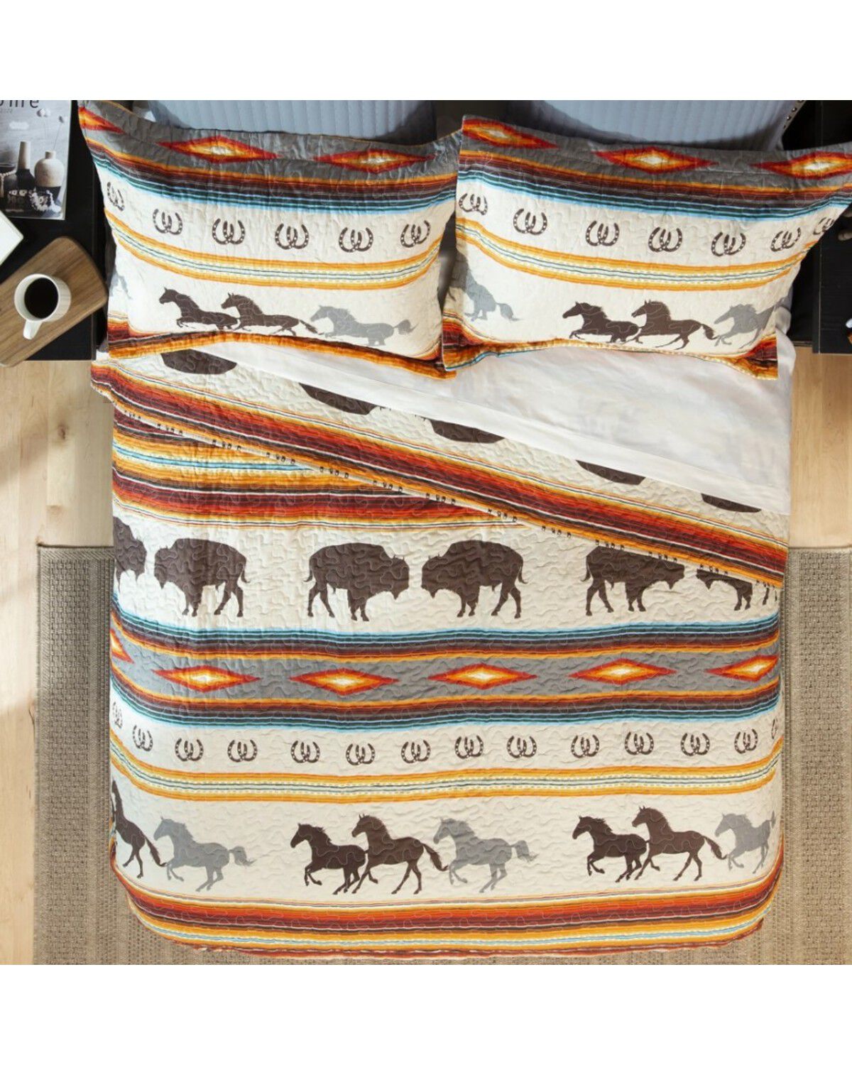 Carsten Home Western Striped Print Twin Quilt Set - 2 Piece