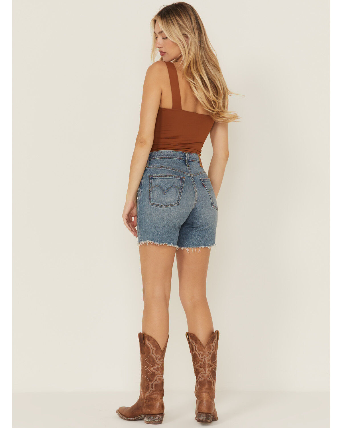 Levi's Women's 501® Dark Wash High Rise Mid Thigh Stretch Denim Shorts