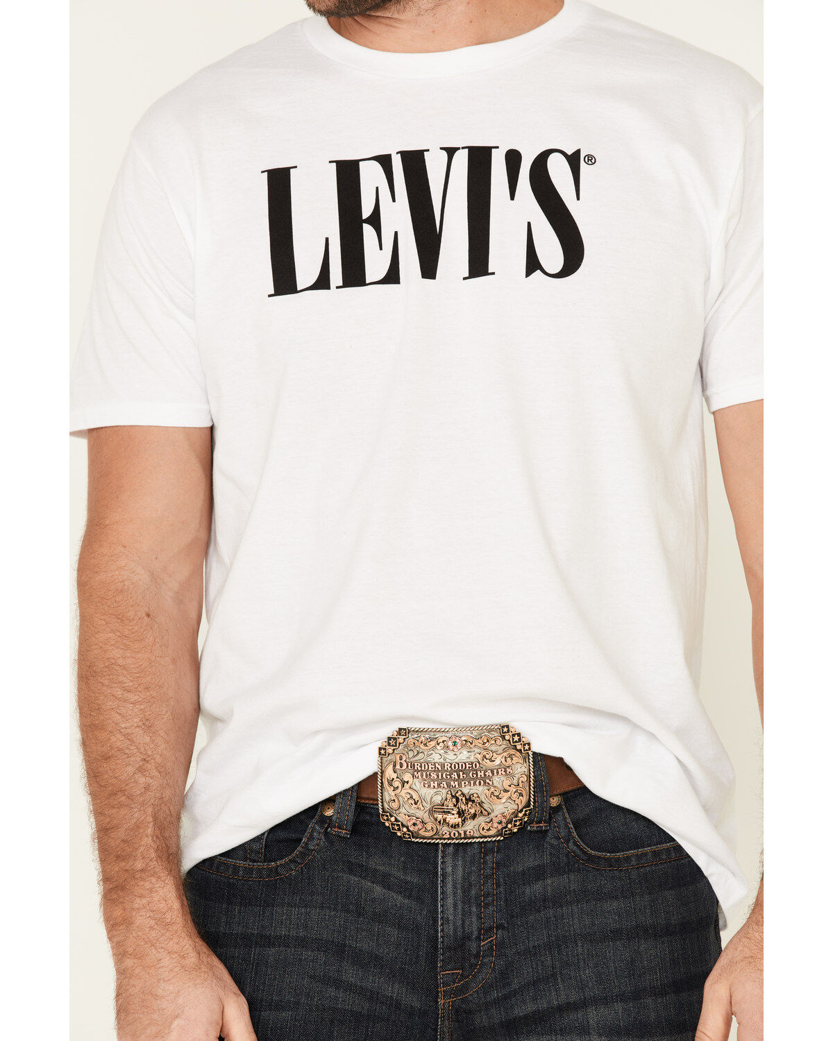 Levi's Men's White Serif Logo Graphic T-Shirt