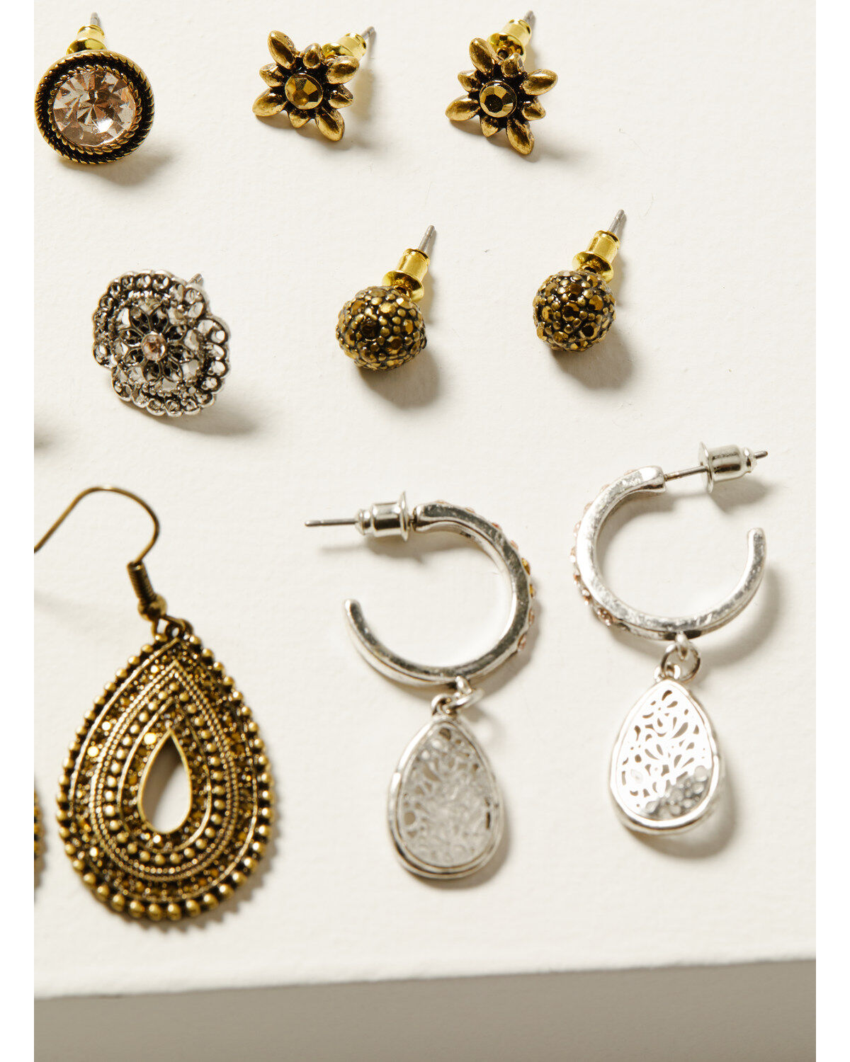 Shyanne Women's Champagne Chateau 6-Piece Teardrop & Stud Earrings Set
