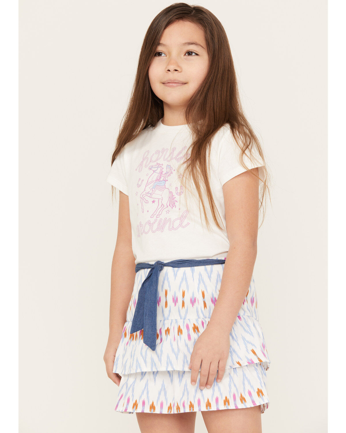 Shyanne Girls' Printed Skirt Set - Printed Skirt with Graphic Tee
