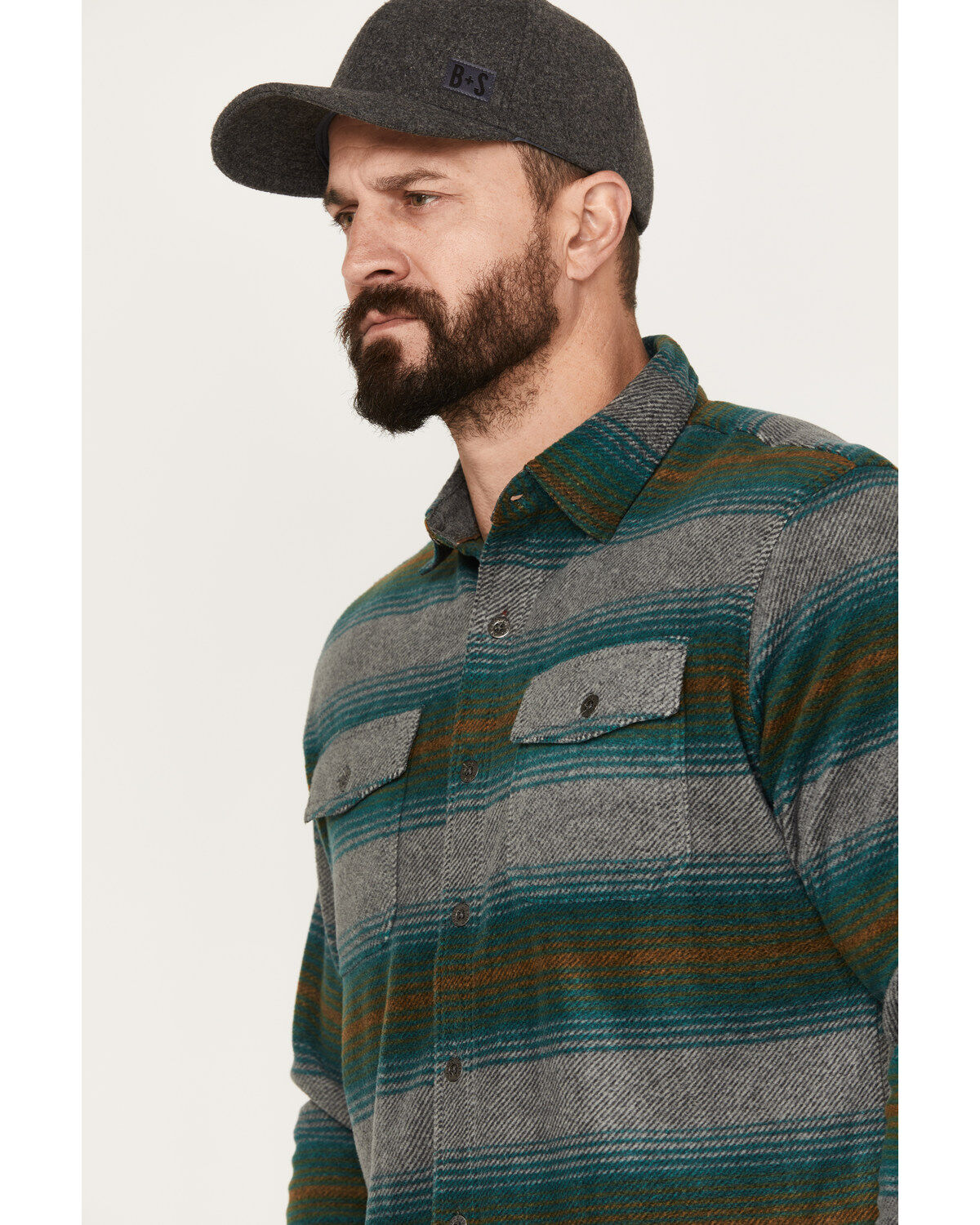 Dakota Grizzly Men's Bowie Button Down Long Sleeve Striped Western Fleece Shirt