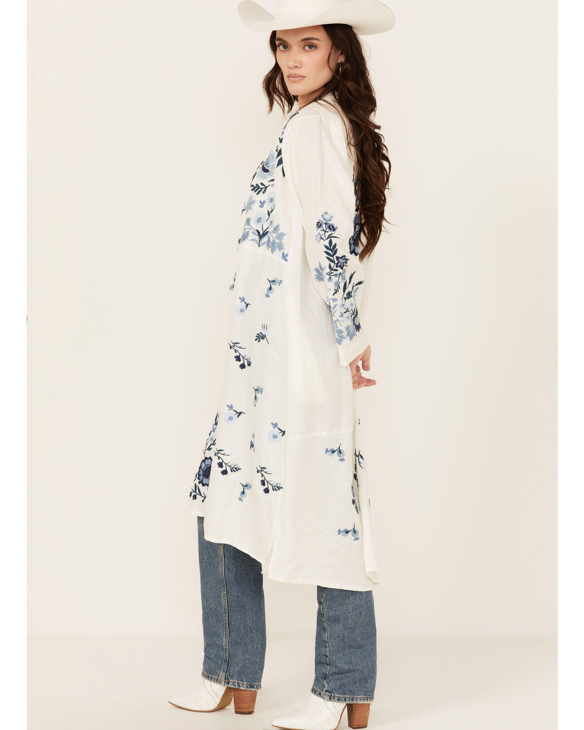 Johnny Was Women's Floral Embroidered Long Sleeve Kimono