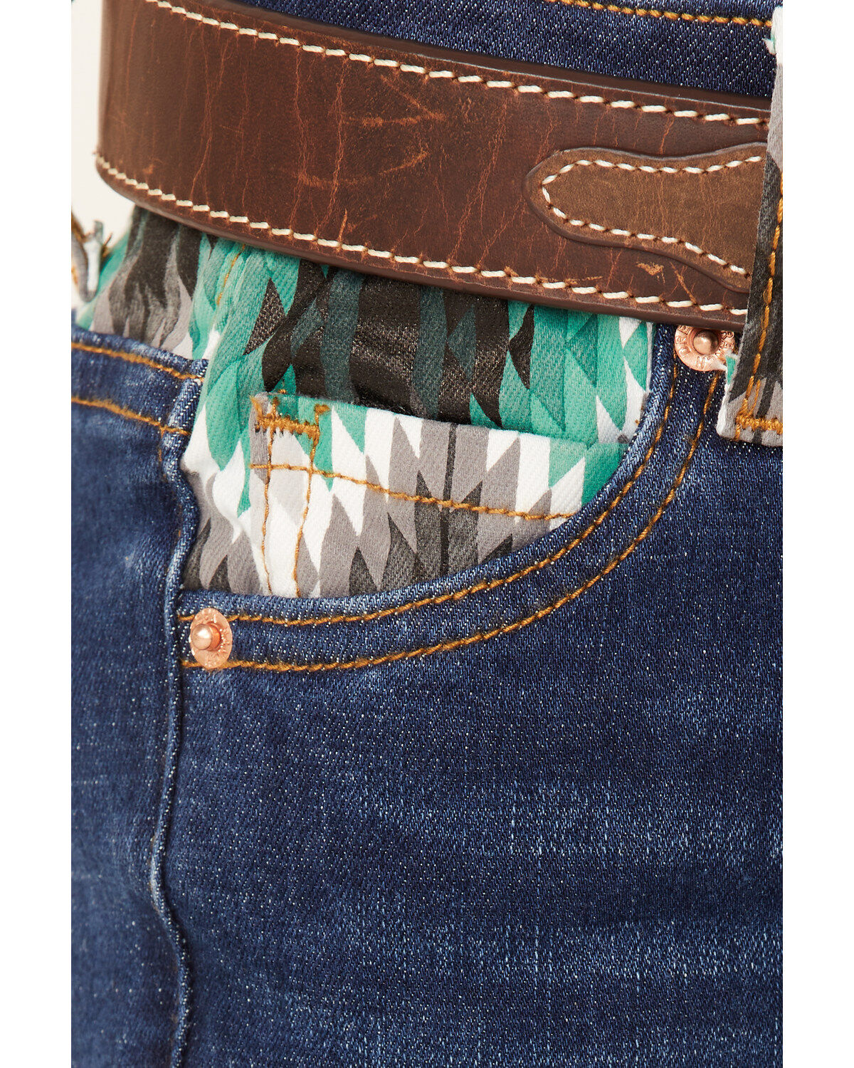Ranch Dress'n Girls' Medium Wash Southwestern Pocket Stretch Regular Bootcut Jeans